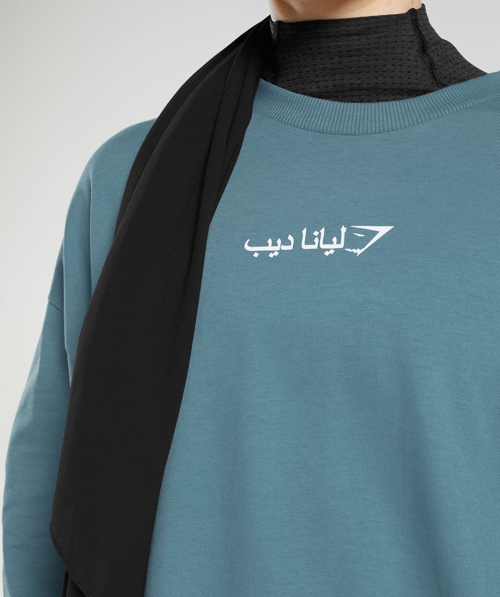 Gymshark GS X Leana Deeb Oversized Long Sleeve Top - Mood Blue - Image 3