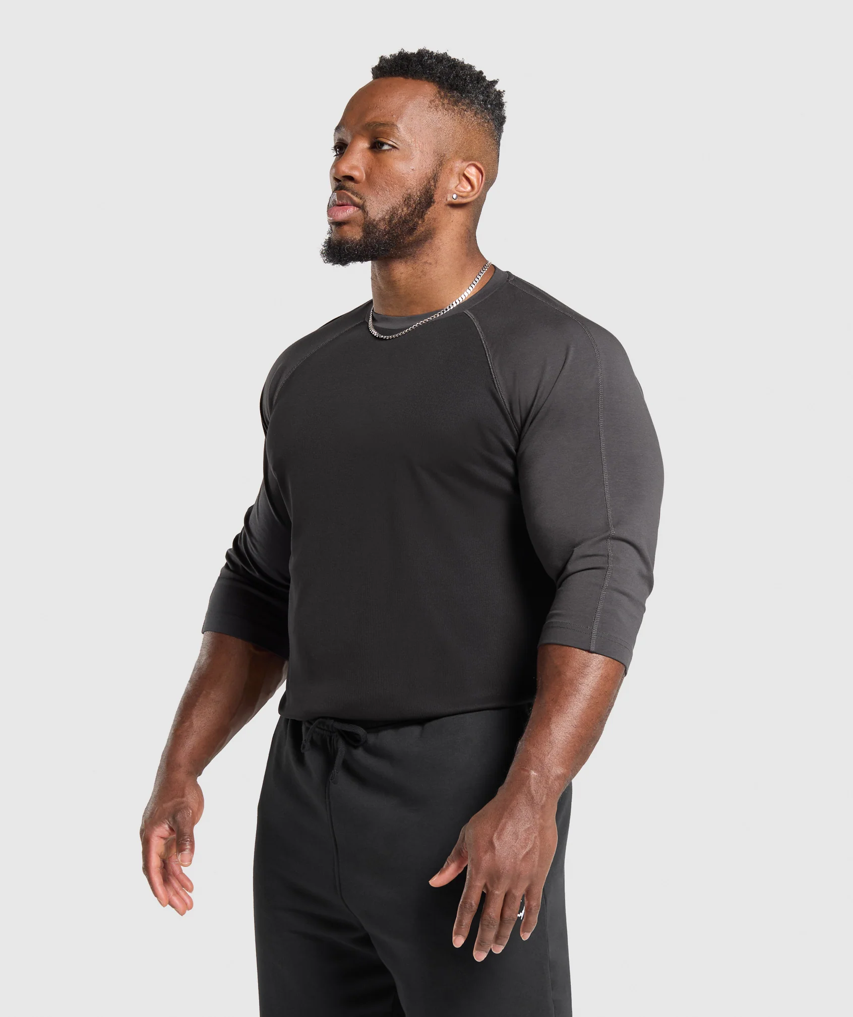 Gymshark Bodybuilding 1/3 Long Sleeve Graphic T-Shirt - Black/Asphalt Grey - Image 4