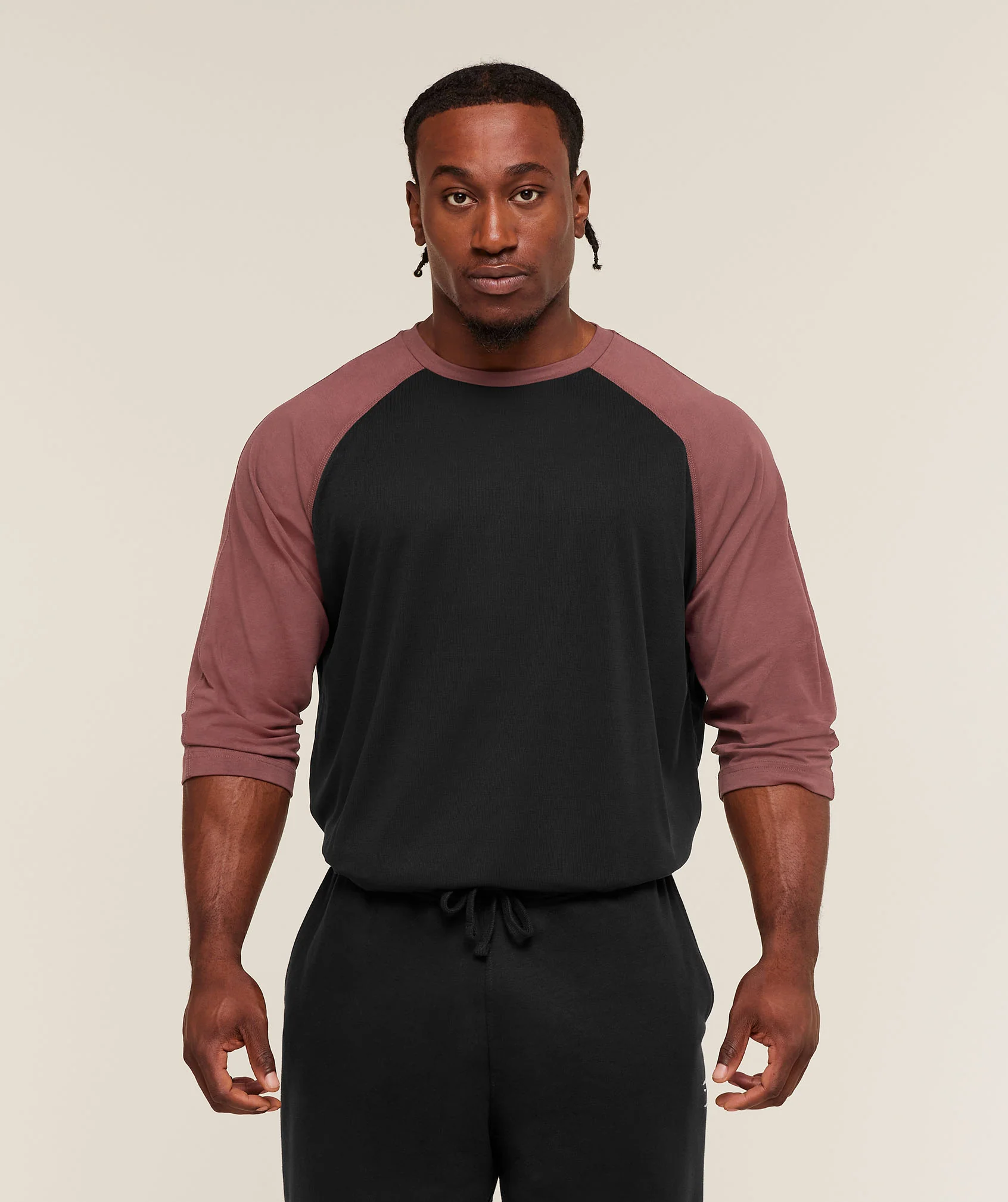 Gymshark Bodybuilding 1/3 Long Sleeve Graphic T-Shirt - Black/Burgundy Brown - Image 2