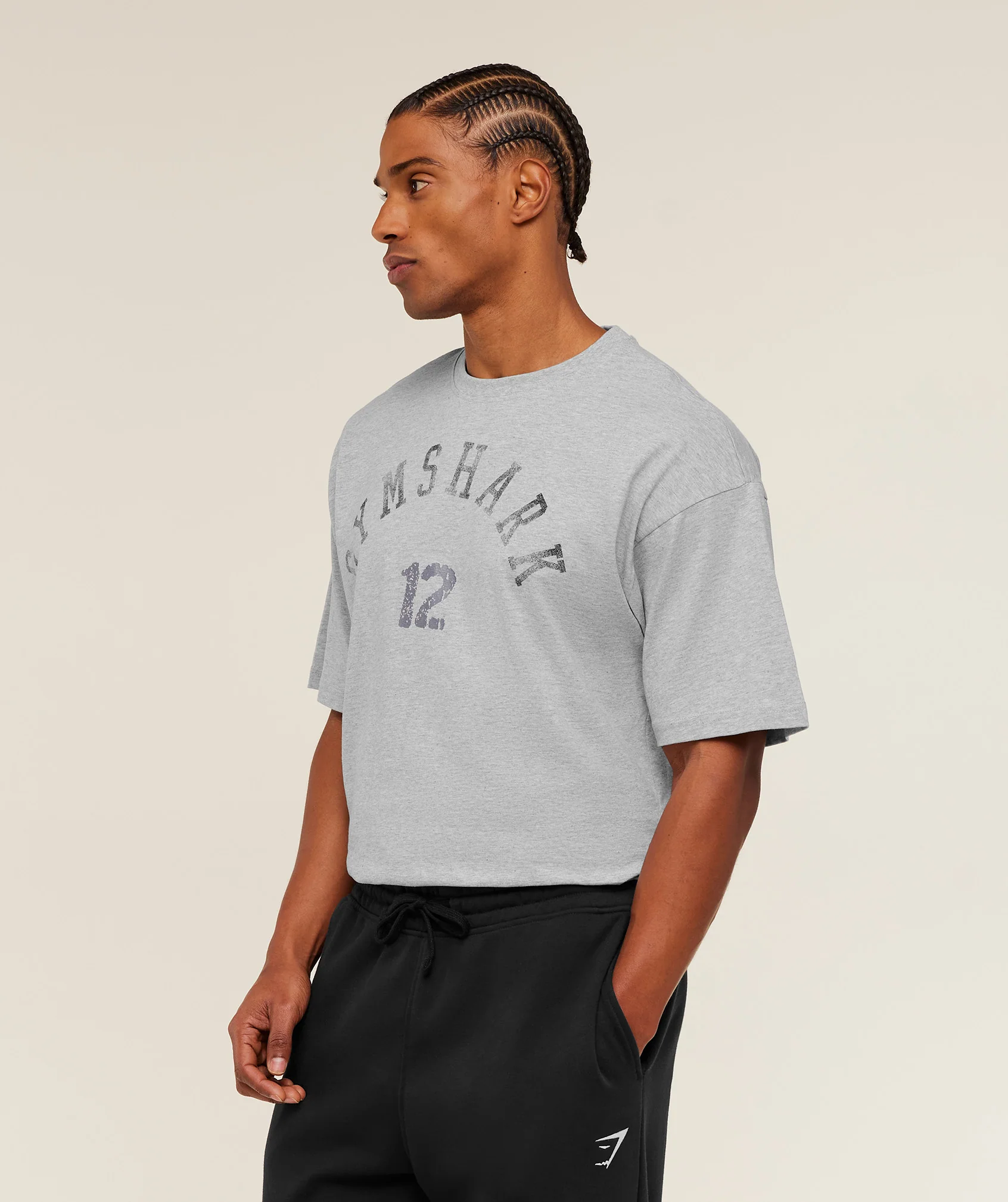 Gymshark 12 Graphic T-Shirt - Light Grey Core Marl - Image 3