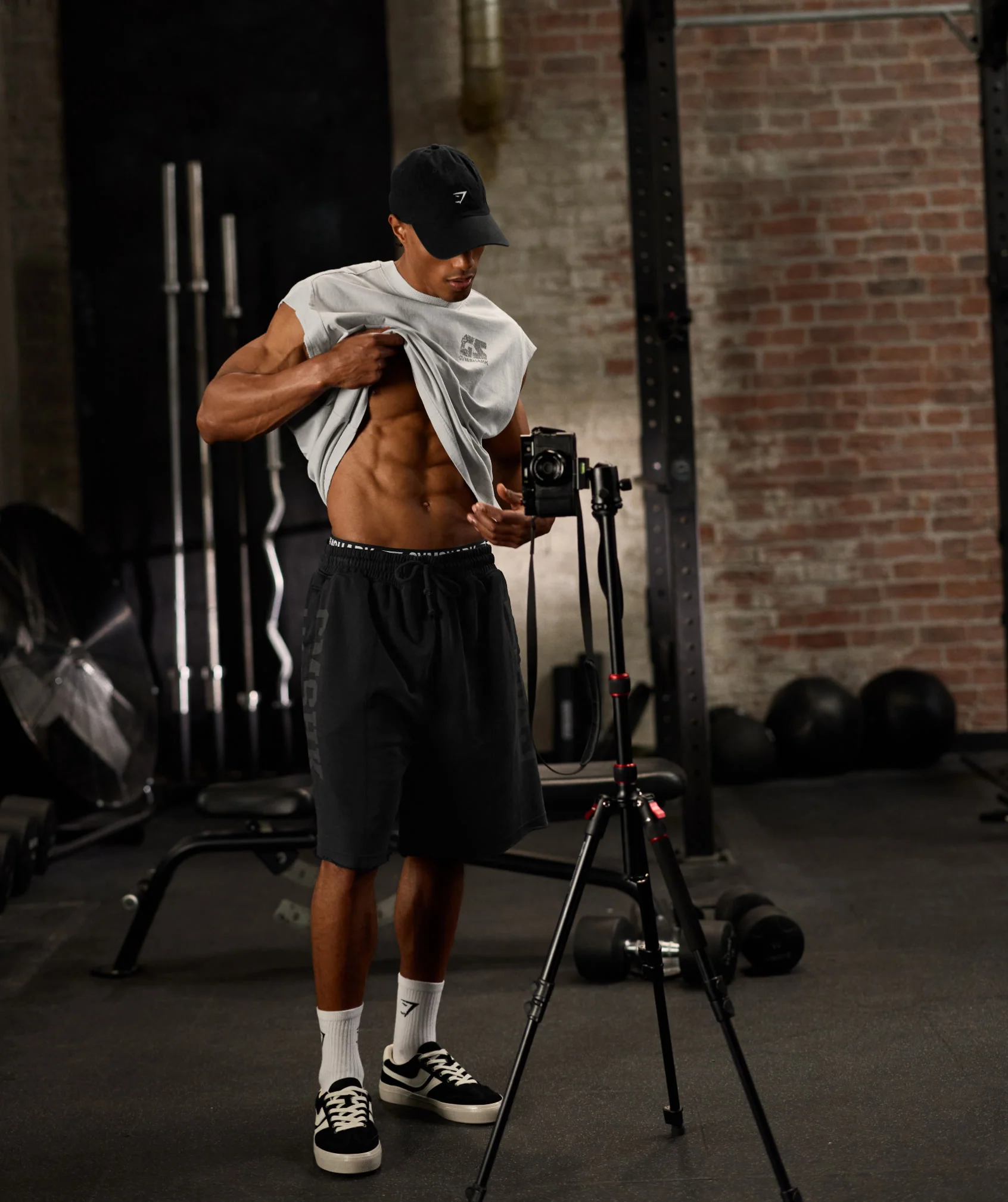 Gymshark Accent Graphic Sweat Shorts - Black - Image 2