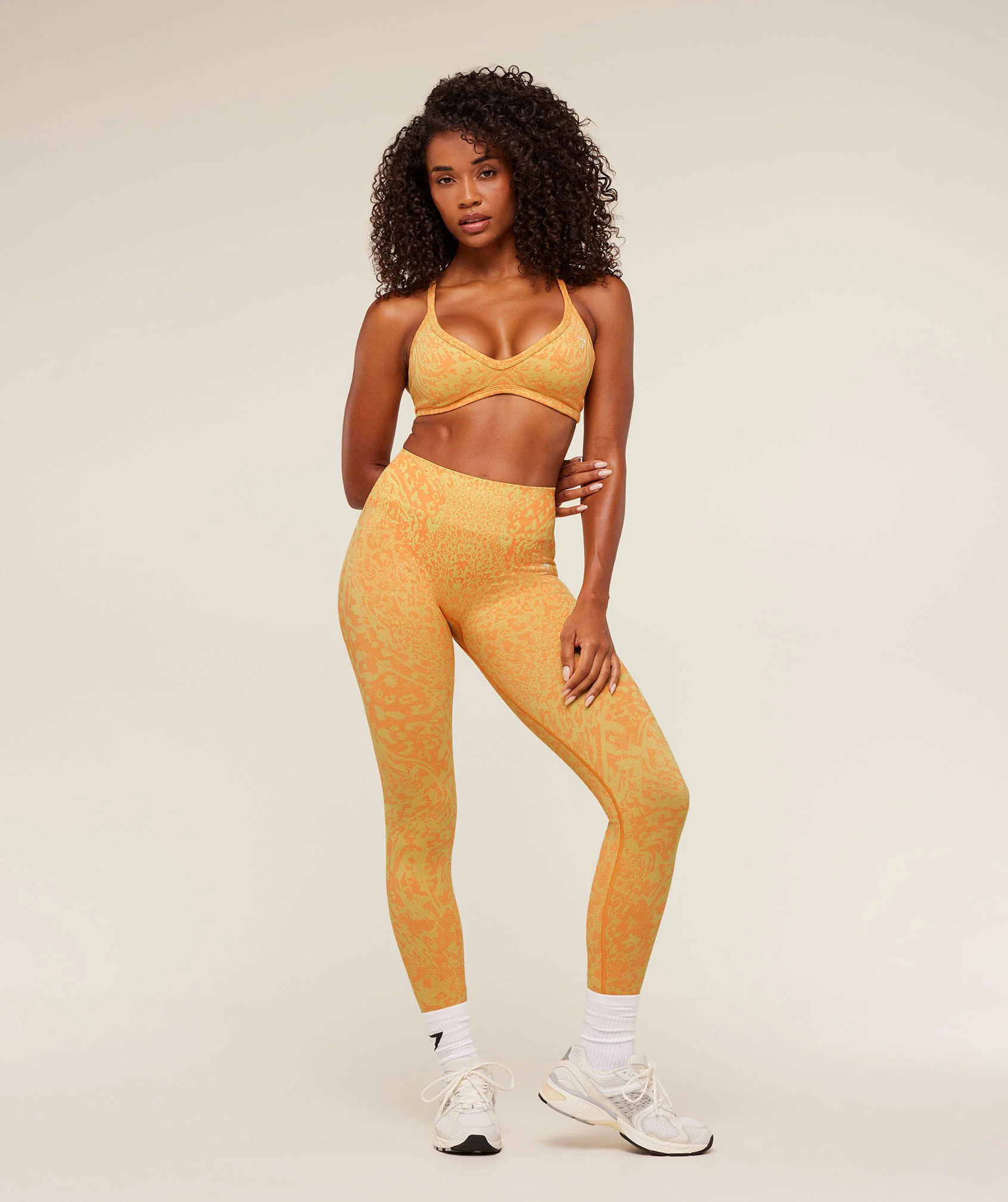 Gymshark Adapt Animal X Whitney Leggings - Sorbet Yellow / Dayglow Peach - Image 5