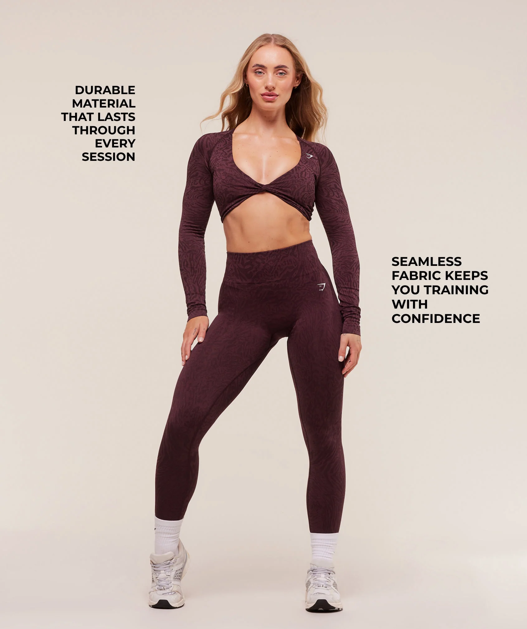 Gymshark Adapt Animal Long Sleeve Crop Top - Cherry Purple/Reset Pink - Image 2