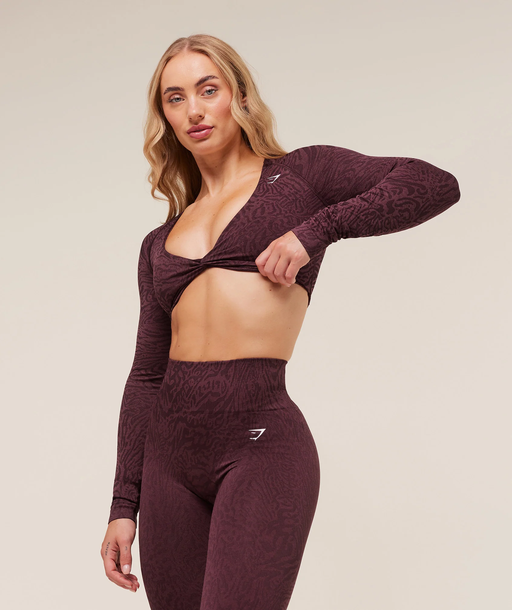 Gymshark Adapt Animal Long Sleeve Crop Top - Cherry Purple/Reset Pink - Image 7
