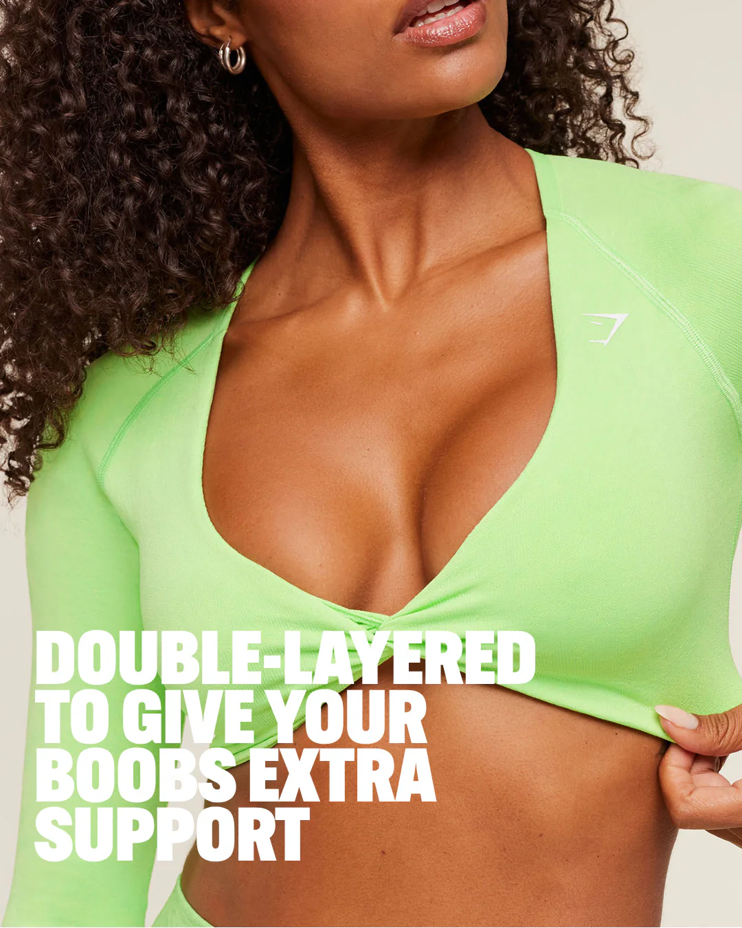 Gymshark Adapt Animal X Whitney Long Sleeve Crop Top - Energy Gelato Green /  Sorbet Yellow - Image 2
