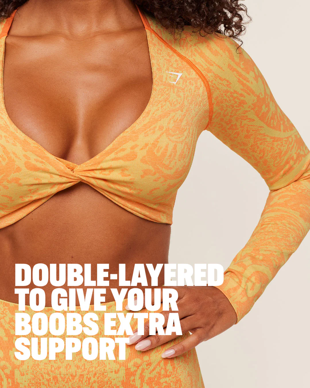 Gymshark Adapt Animal X Whitney Long Sleeve Crop Top - Sorbet Yellow /  Dayglow Peach - Image 2