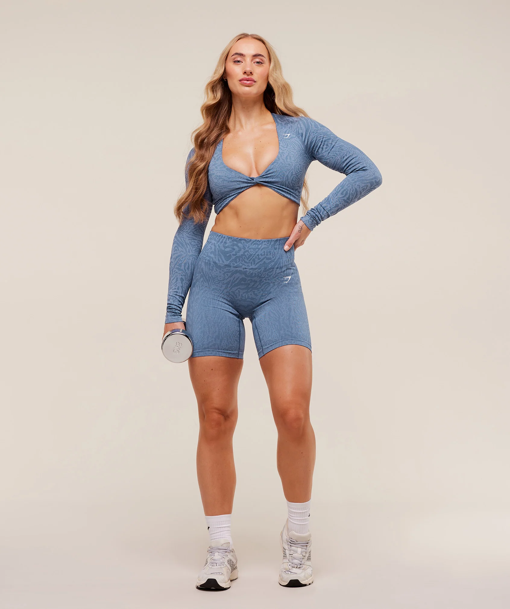 Gymshark Adapt Animal Seamless Shorts - Worn Blue/Peri Blue - Image 4