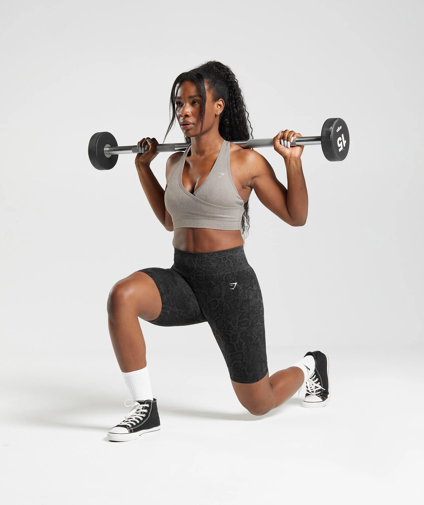 Gymshark Adapt Animal Seamless Sports Bra - Mushroom Brown/Urban Grey - Image 4