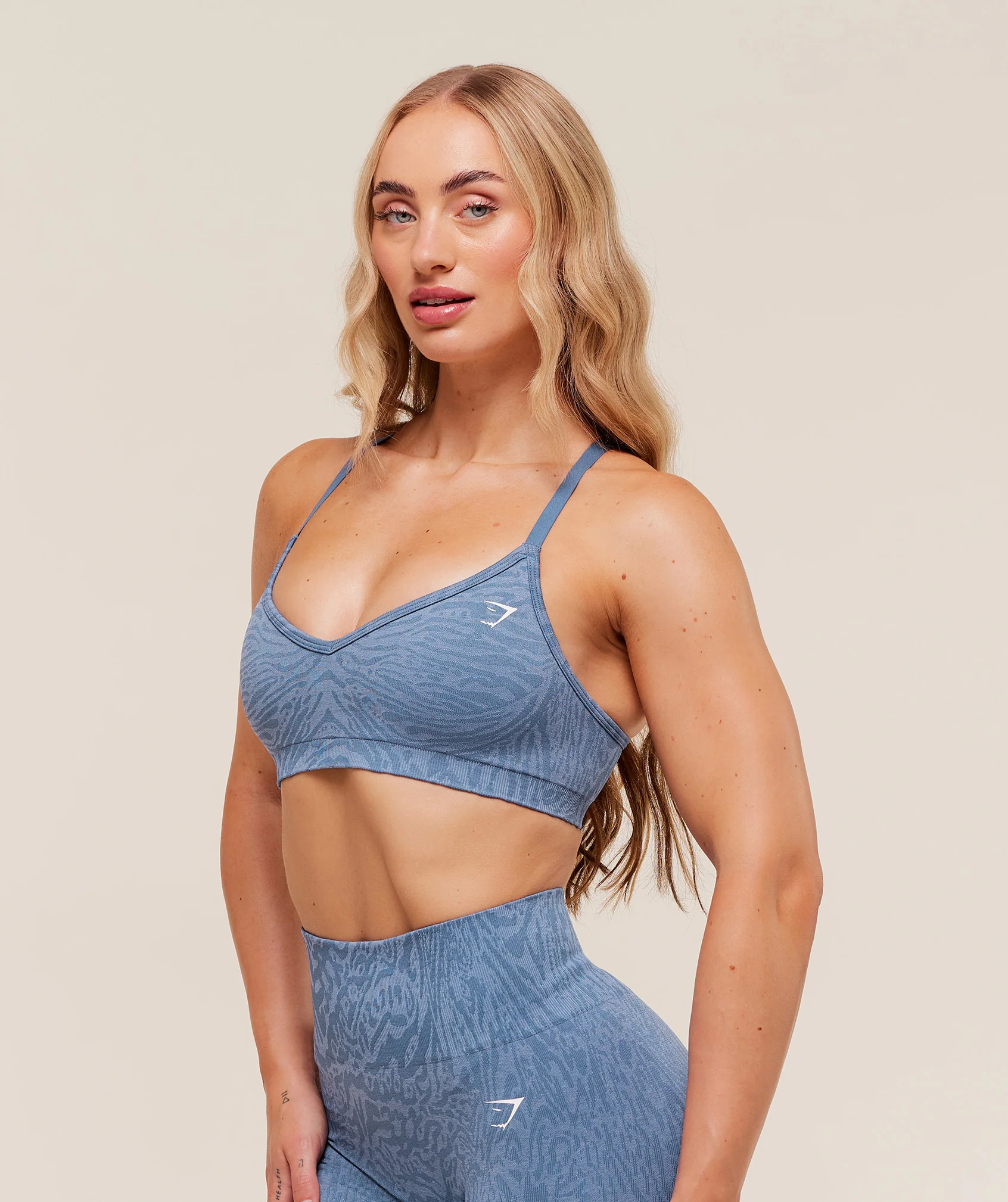 Gymshark Adapt Animal Seamless Sports Bra - Worn Blue/Peri Blue - Image 3
