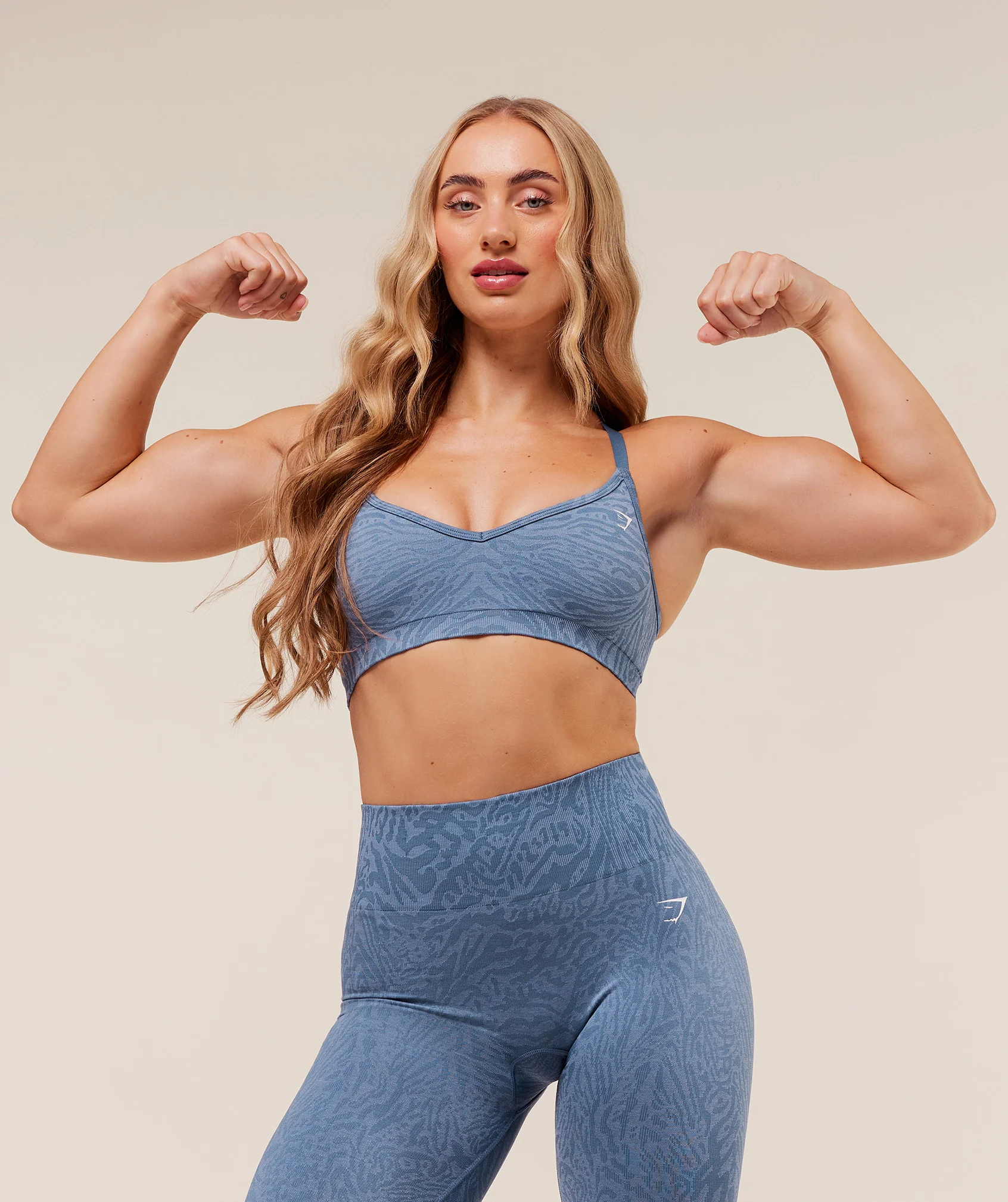 Gymshark Adapt Animal Seamless Sports Bra - Worn Blue/Peri Blue - Image 6