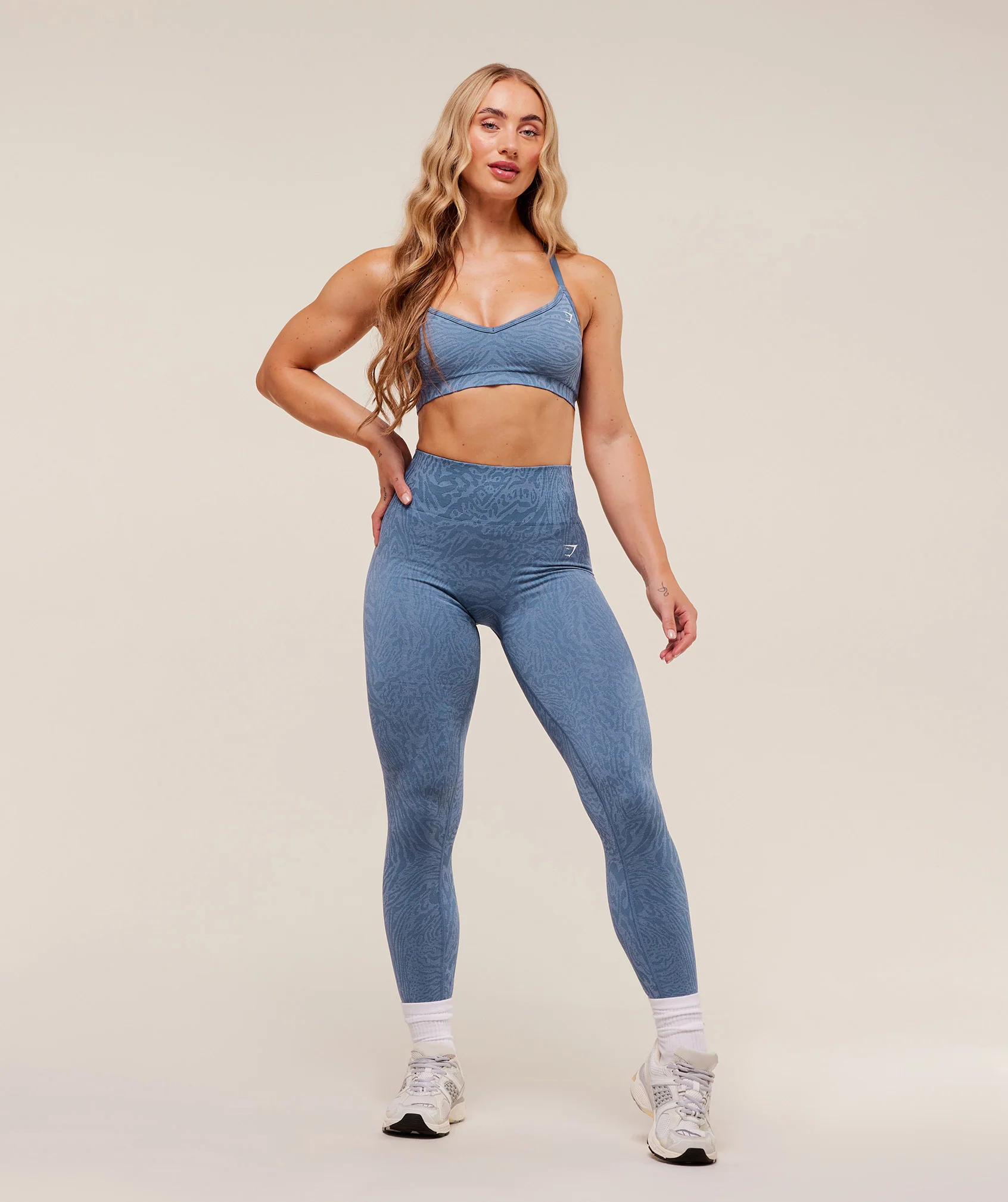 Gymshark Adapt Animal Seamless Sports Bra - Worn Blue/Peri Blue - Image 7