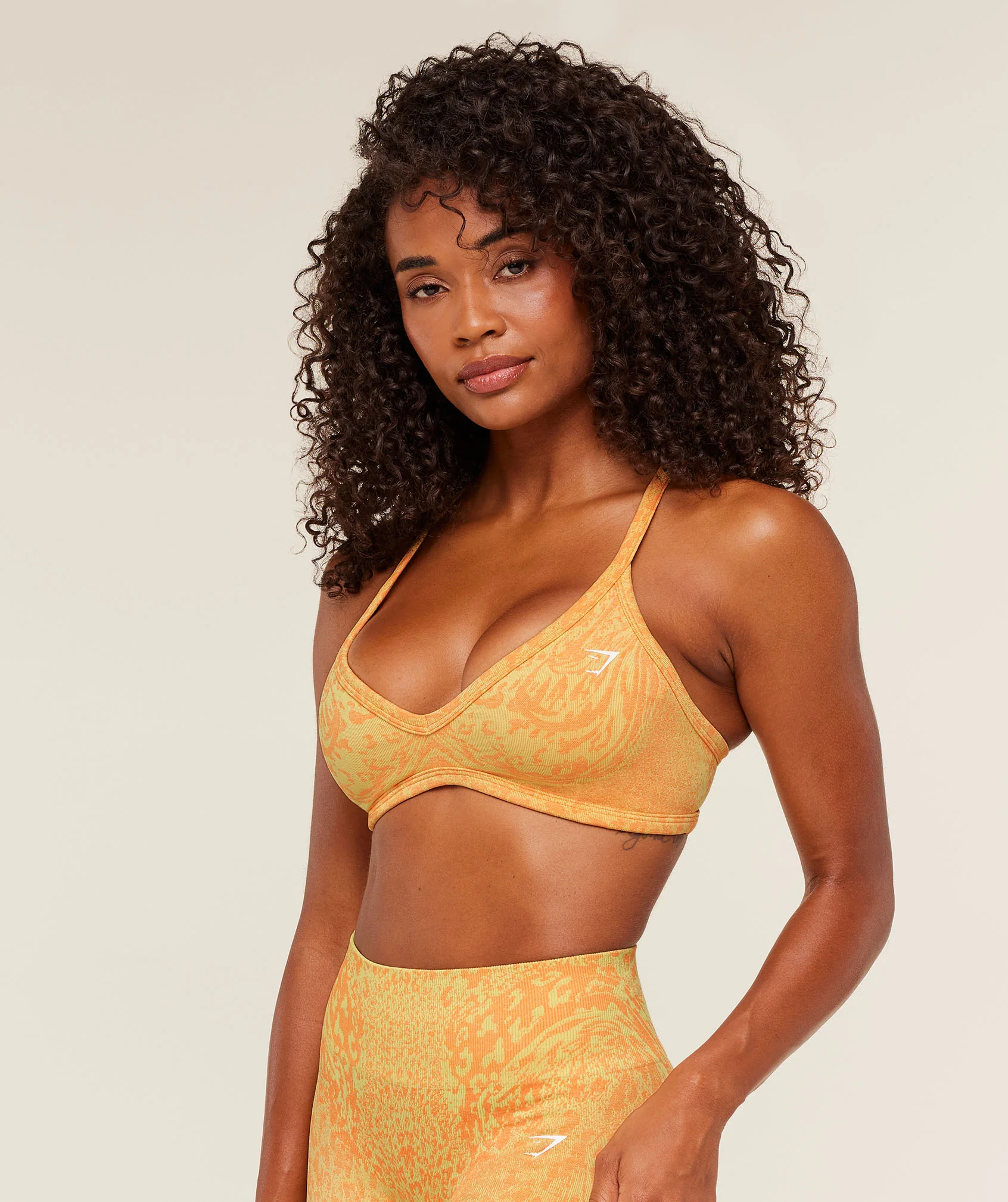 Gymshark Adapt Animal X Whitney Sports Bra - Sorbet Yellow / Dayglow Peach - Image 3