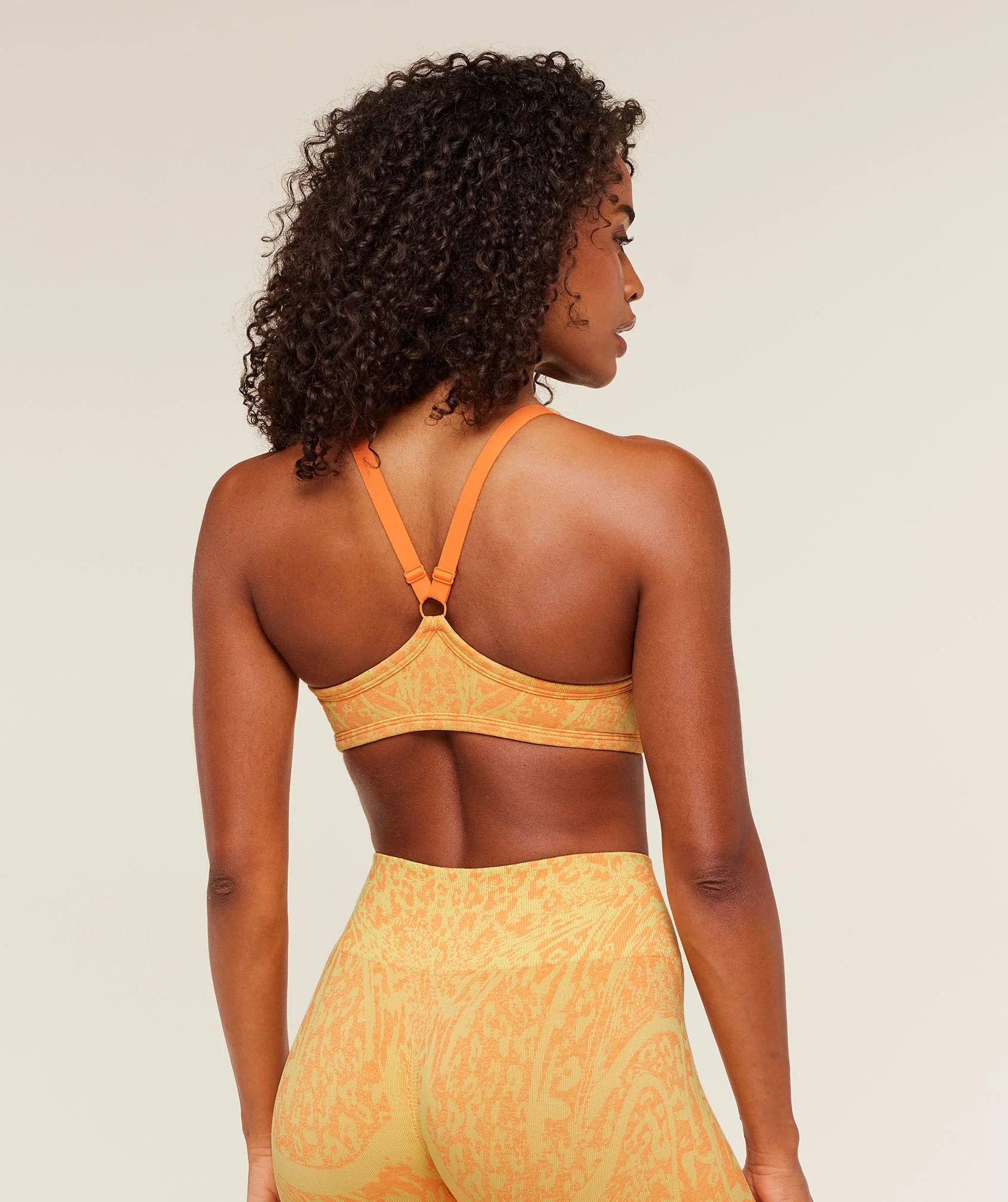 Gymshark Adapt Animal X Whitney Sports Bra - Sorbet Yellow / Dayglow Peach - Image 4
