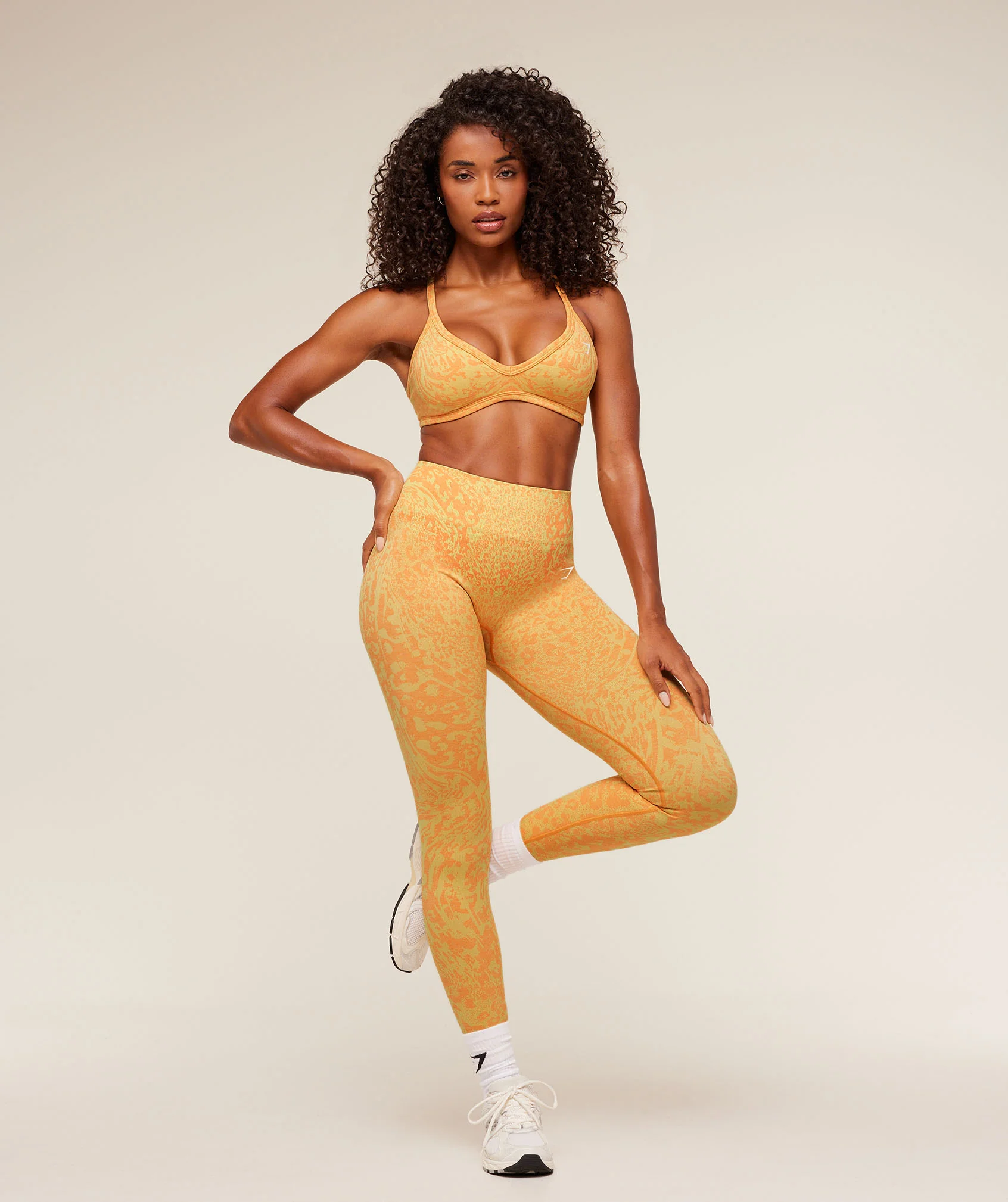 Gymshark Adapt Animal X Whitney Sports Bra - Sorbet Yellow / Dayglow Peach - Image 5