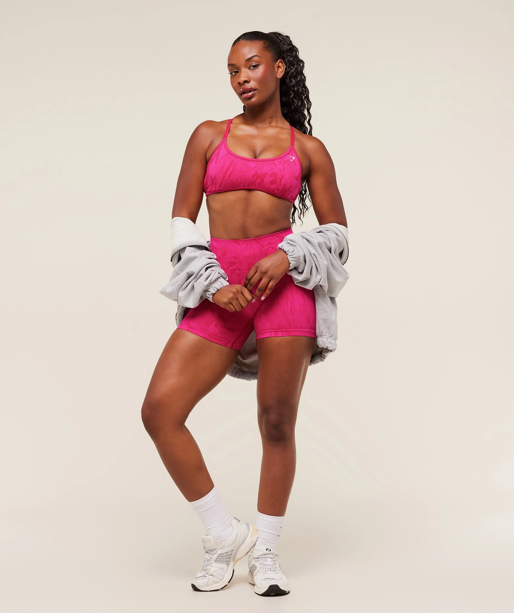 Gymshark Adapt Camo Cross Back Sports Bra - Build Pink/Energy Pink - Image 4