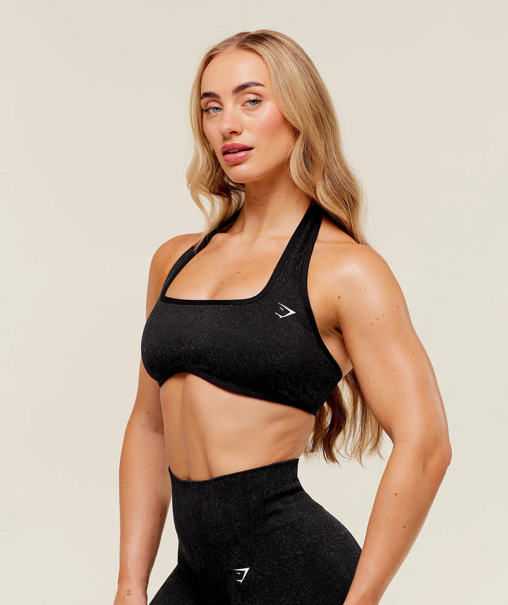 Gymshark Adapt Fleck x Whitney Halterneck Sports Bra - Black - Image 3