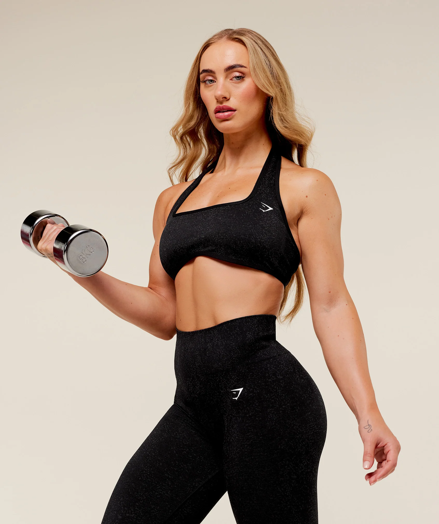 Gymshark Adapt Fleck x Whitney Halterneck Sports Bra - Black - Image 5