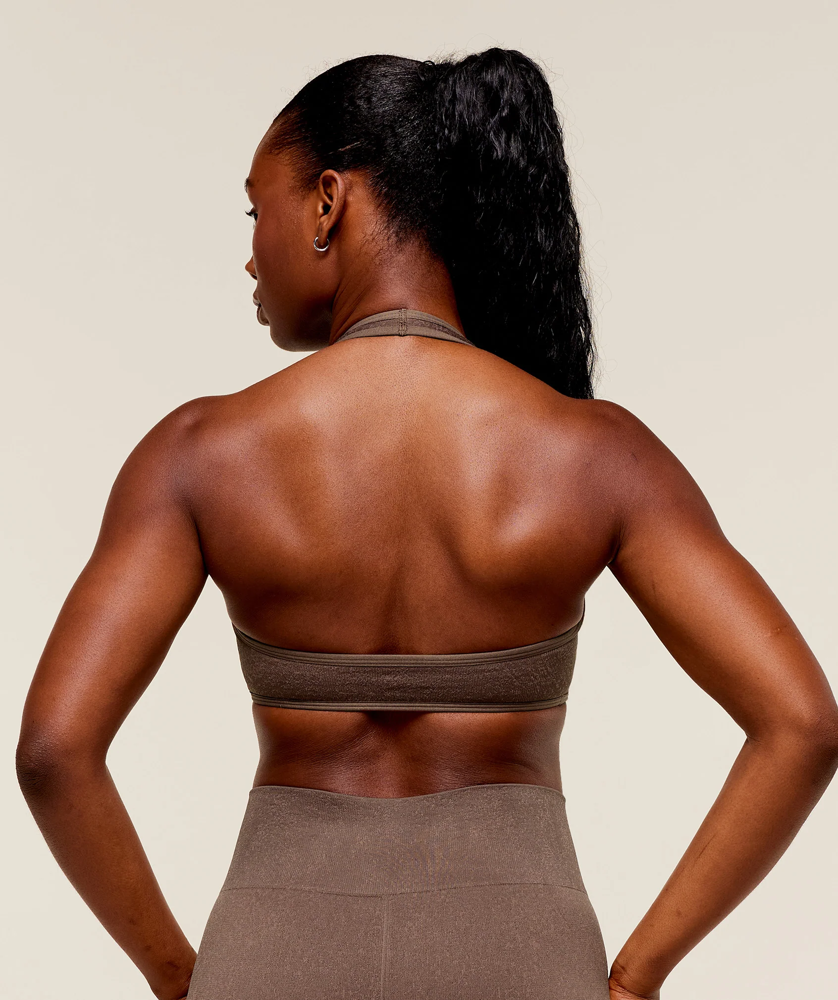 Gymshark Adapt Fleck x Whitney Halterneck Sports Bra - Soft Brown/Chestnut Pink - Image 2
