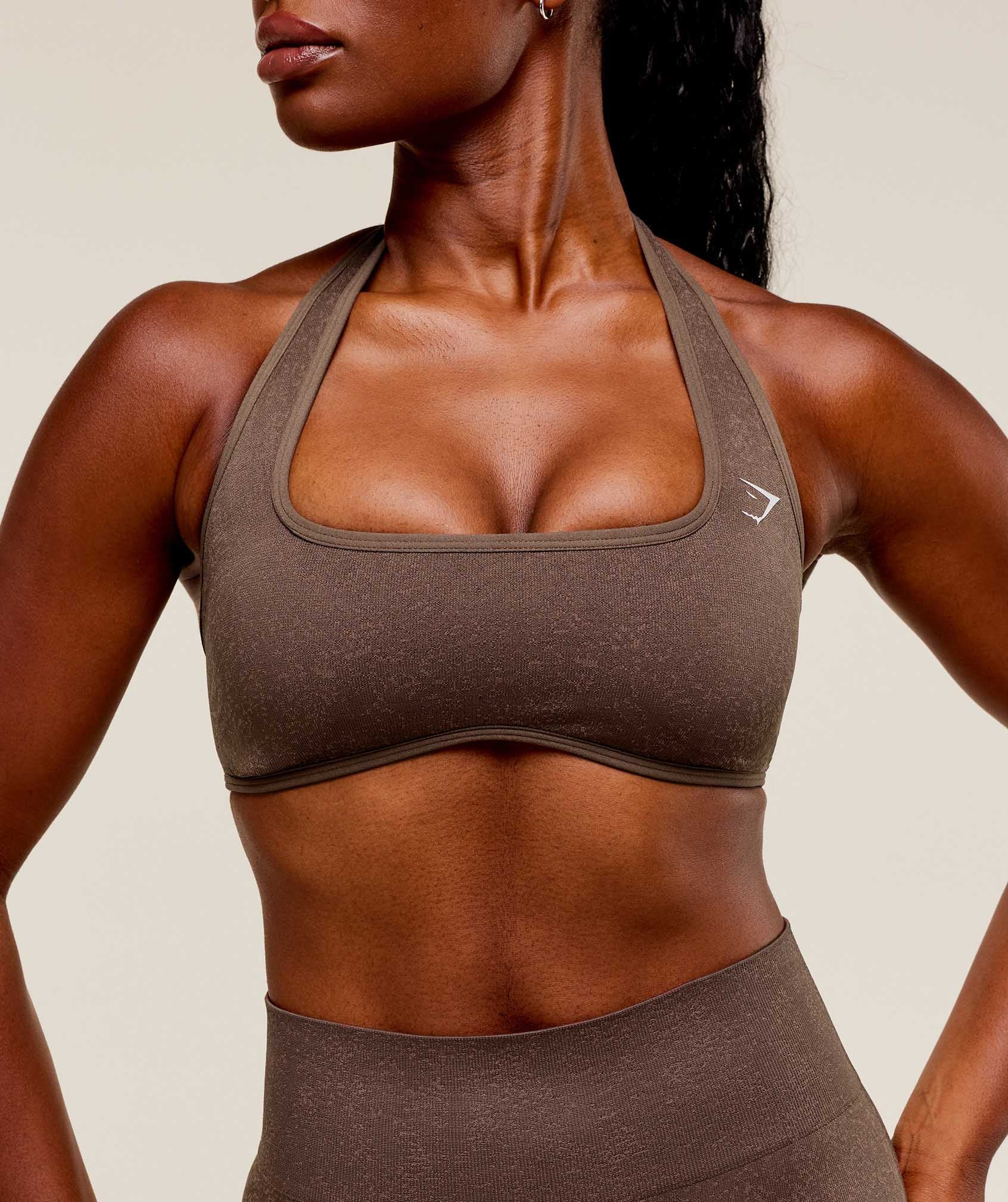 Gymshark Adapt Fleck x Whitney Halterneck Sports Bra - Soft Brown/Chestnut Pink - Image 5