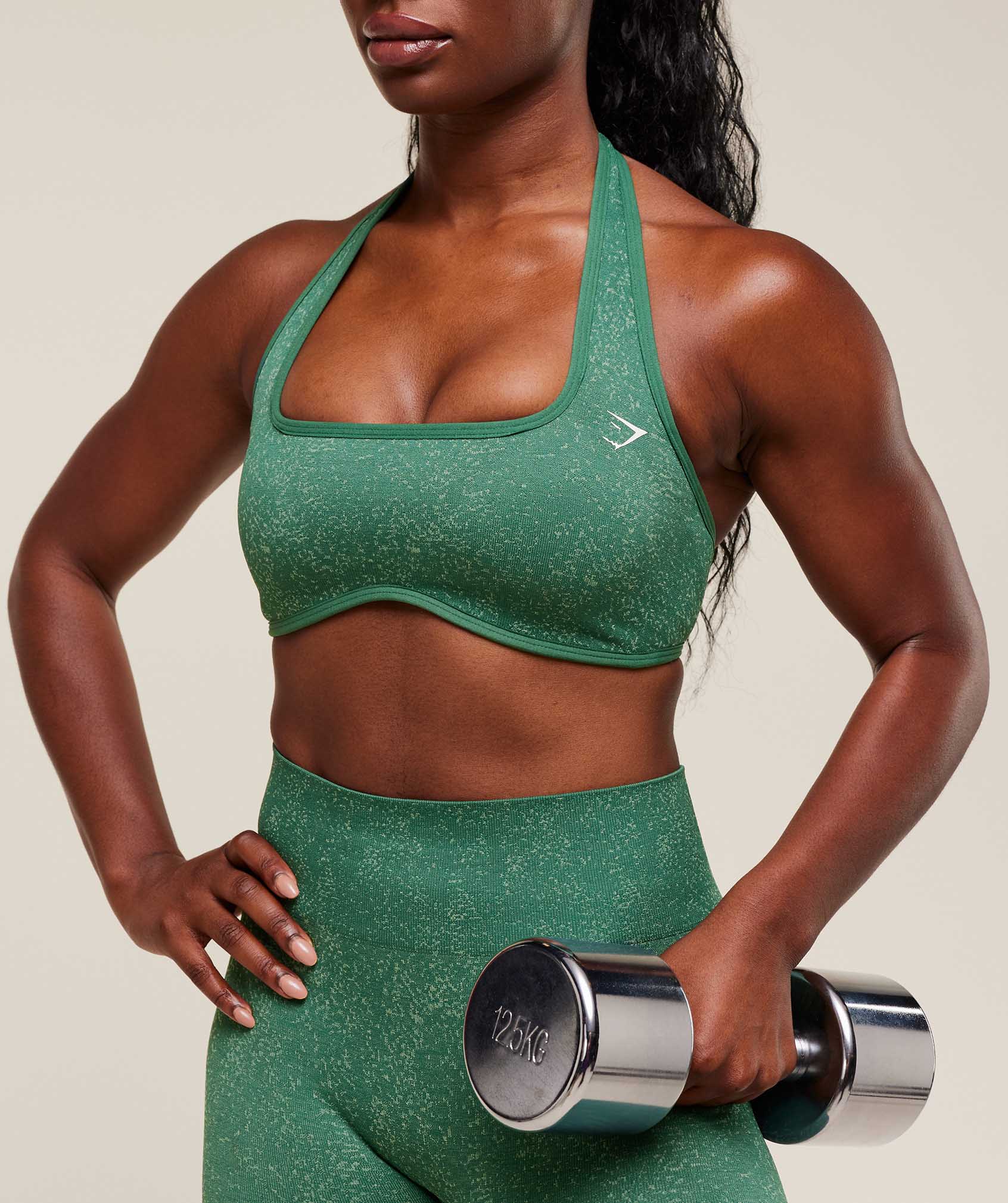 Gymshark Adapt Fleck x Whitney Halterneck Sports Bra - Lift Green/Clay Green - Image 5