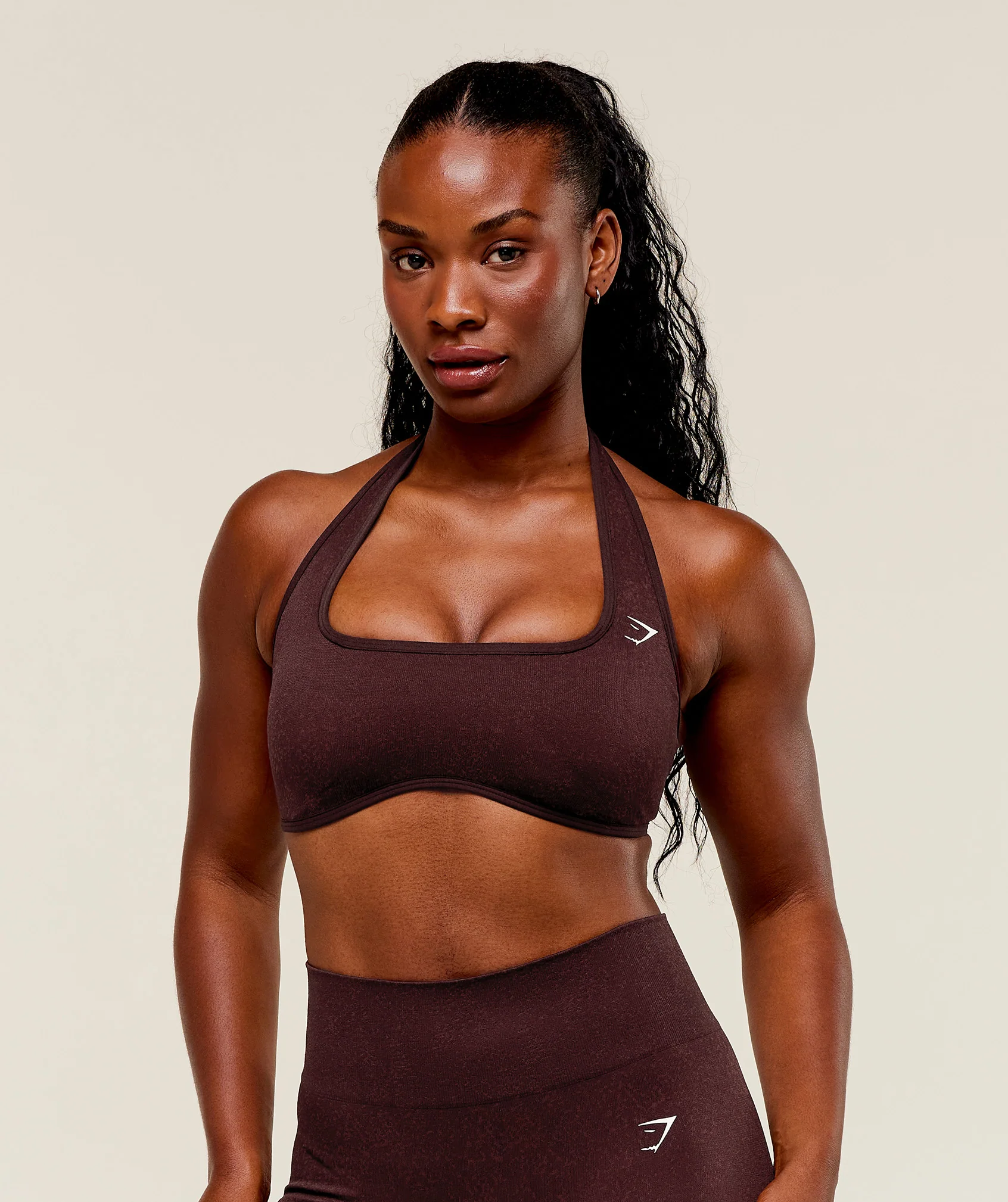 Gymshark Adapt Fleck x Whitney Halterneck Sports Bra - Cherry Purple/Rich Maroon - Image 2