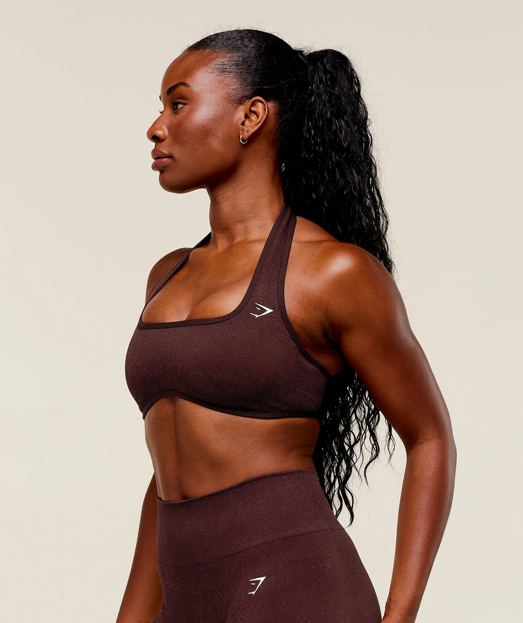 Gymshark Adapt Fleck x Whitney Halterneck Sports Bra - Cherry Purple/Rich Maroon - Image 4