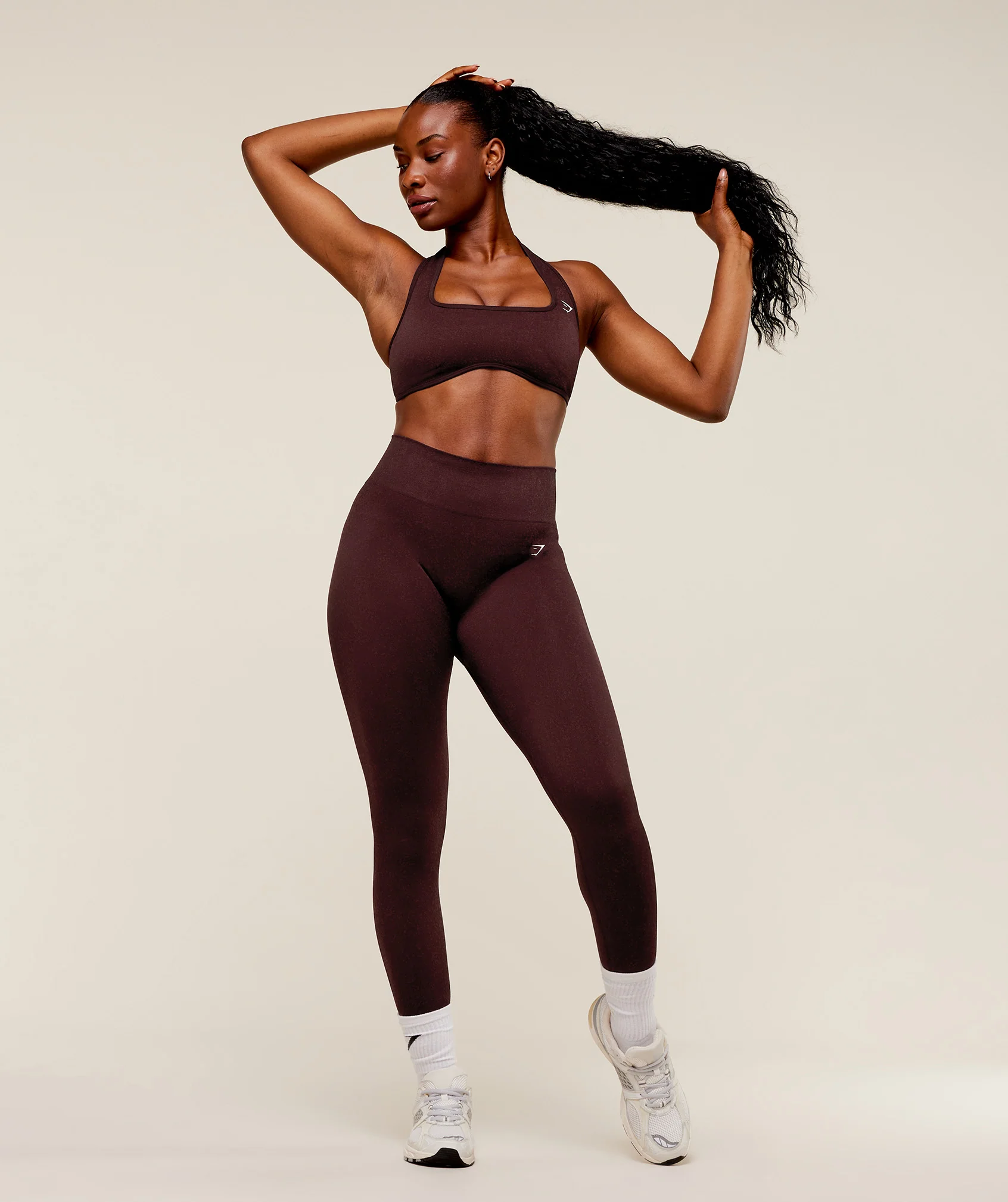 Gymshark Adapt Fleck x Whitney Halterneck Sports Bra - Cherry Purple/Rich Maroon - Image 7
