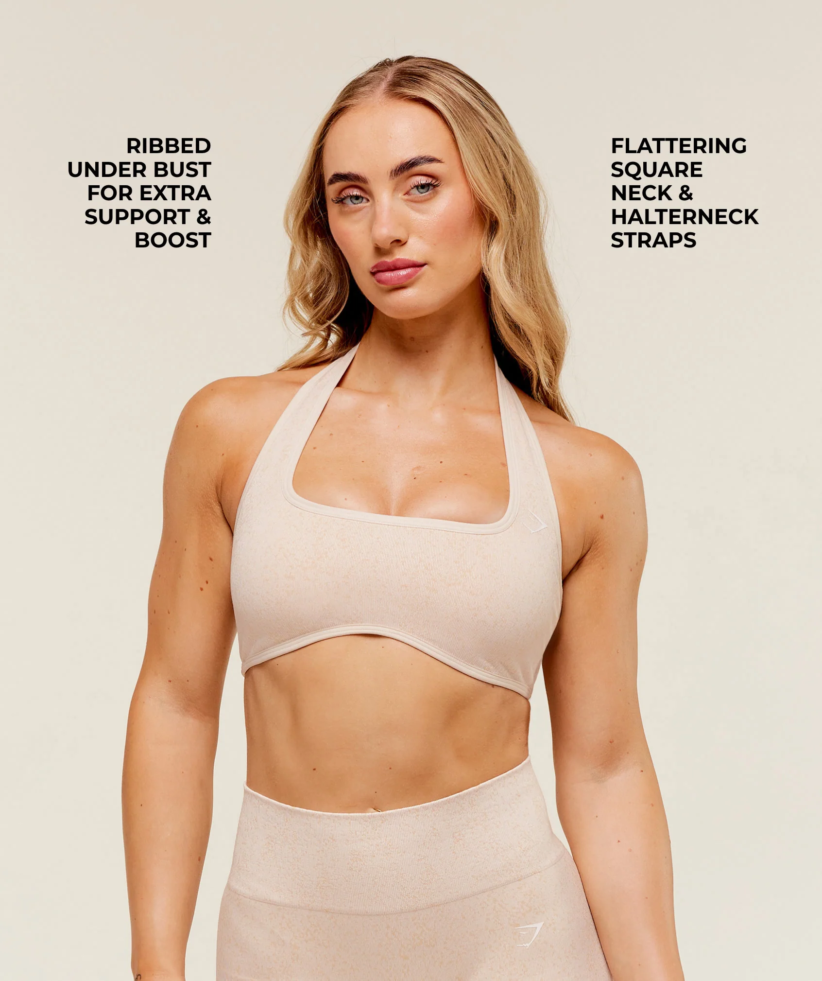 Gymshark Adapt Fleck x Whitney Halterneck Sports Bra - Coconut White - Image 4