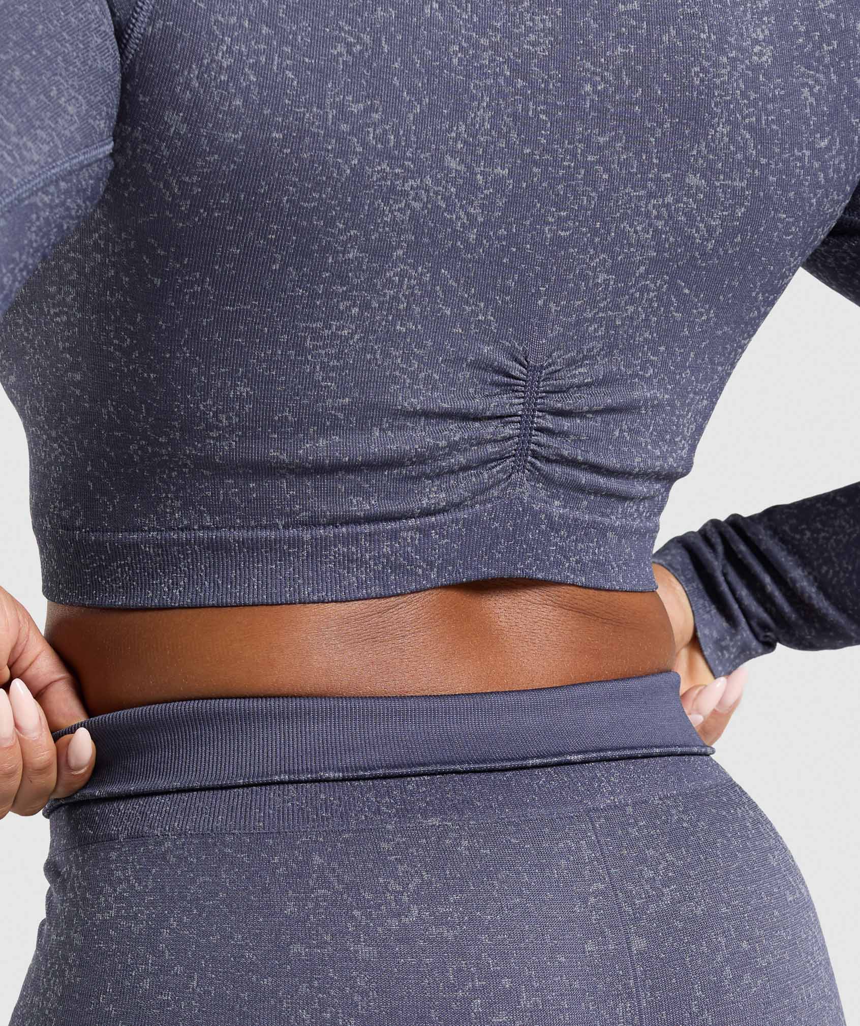 Gymshark Adapt Fleck Seamless Long Sleeve Crop Top - Weighted Purple/Metal Purple - Image 4
