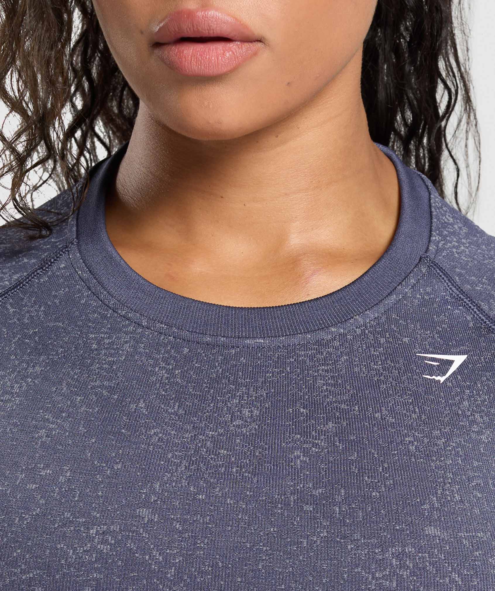 Gymshark Adapt Fleck Seamless Long Sleeve Crop Top - Weighted Purple/Metal Purple - Image 5