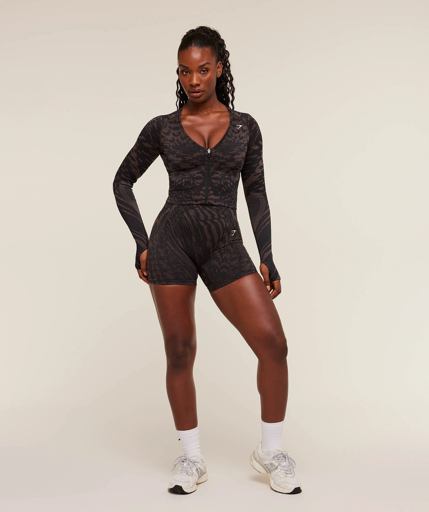 Gymshark Adapt Houndstooth Jacket - Black/Chestnut Pink - Image 4