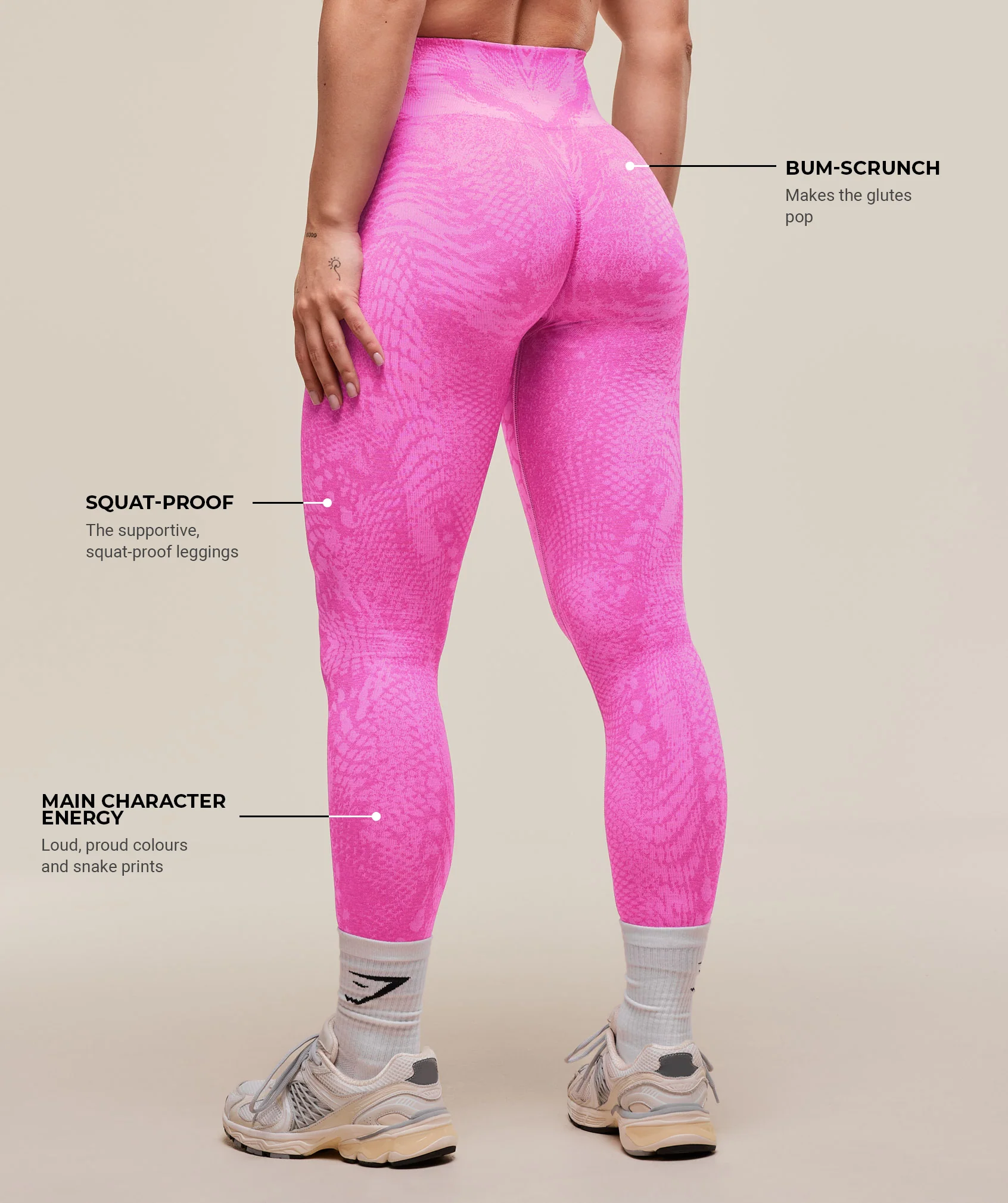 Gymshark Adapt Animal X Whitney Seamless Leggings - Sour Pink/Vibrant Pink - Image 3