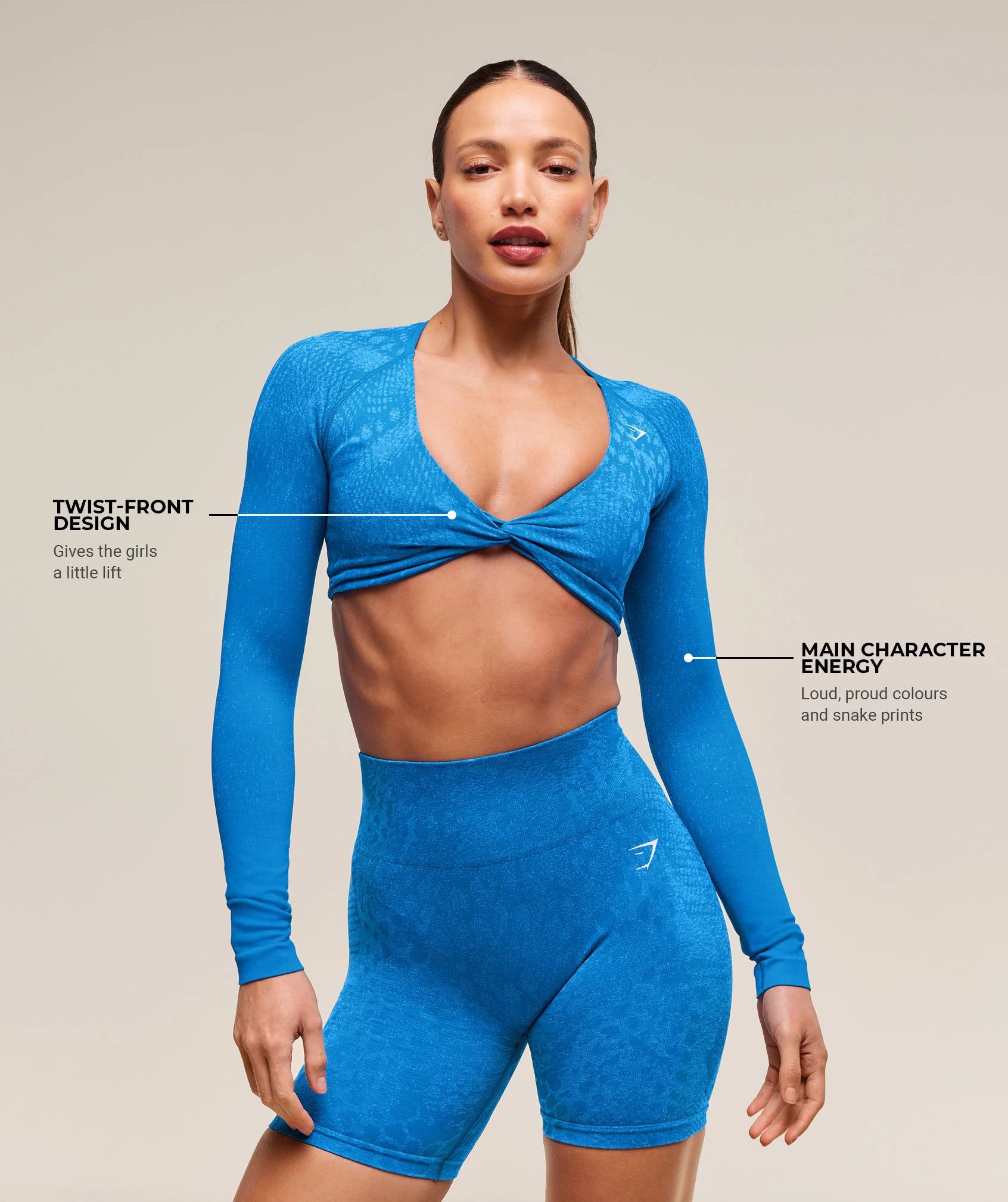 Gymshark Adapt Animal X Whitney Seamless Long Sleeve Top - Barbell Blue/Gentle Blue - Image 6