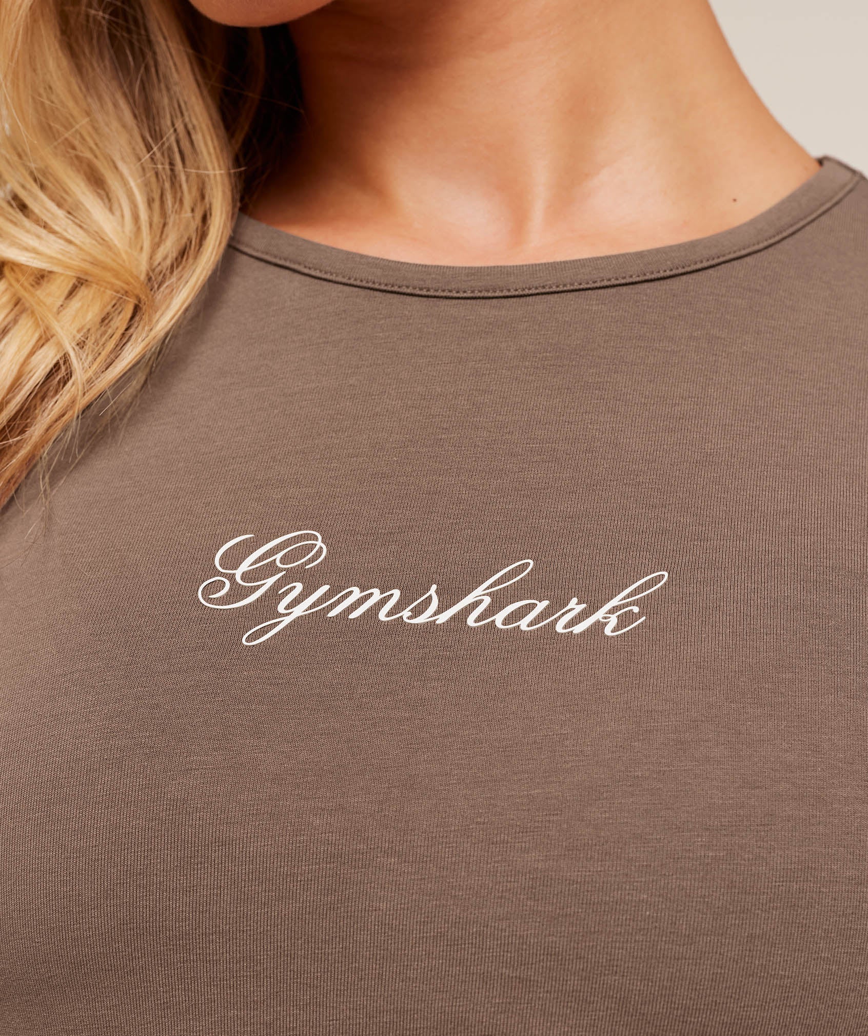 Gymshark All Seasons Graphic Long Sleeve Baby Tee - Soft Brown - Image 6