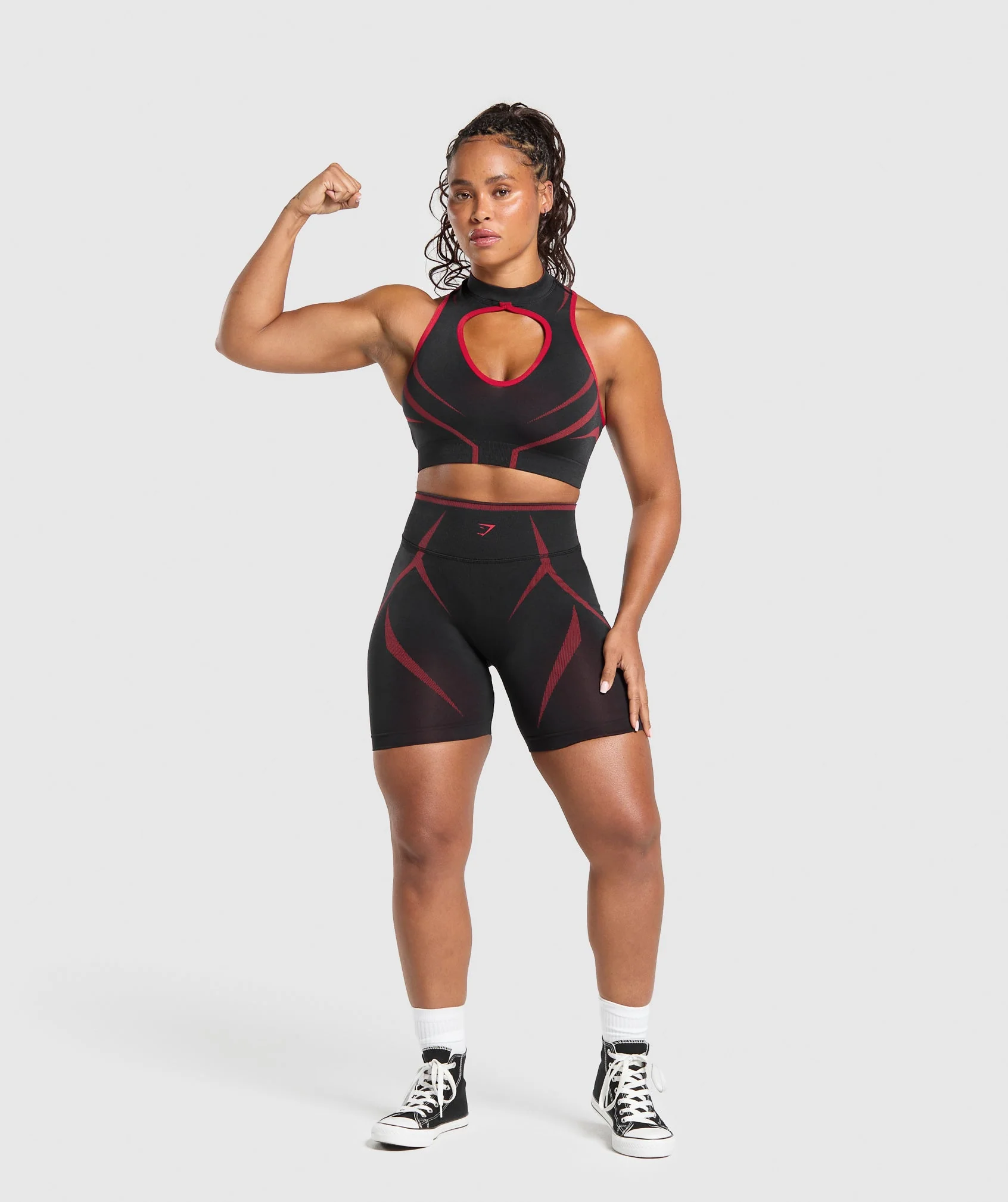 Gymshark Apex Lift Seamless Crop Top - Black/Carmine Red - Image 4