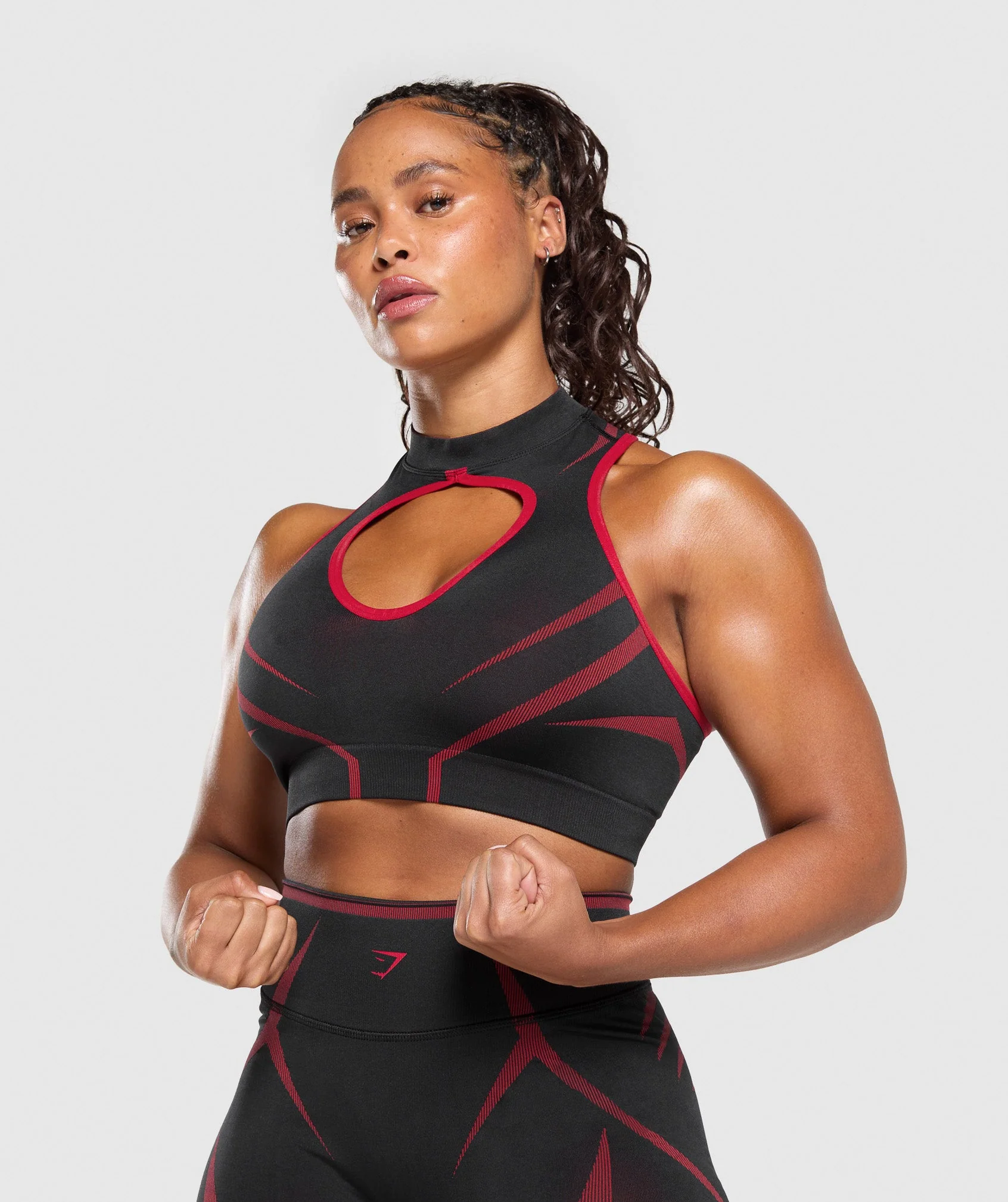 Gymshark Apex Lift Seamless Crop Top - Black/Carmine Red - Image 5