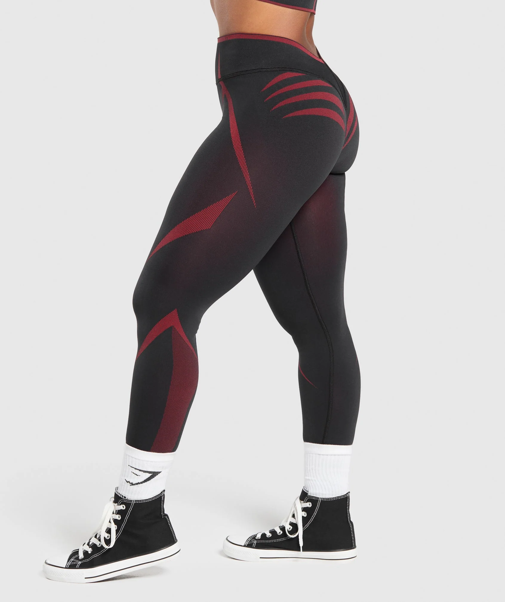 Gymshark Apex Lift Seamless Leggings - Black/Carmine Red - Image 3