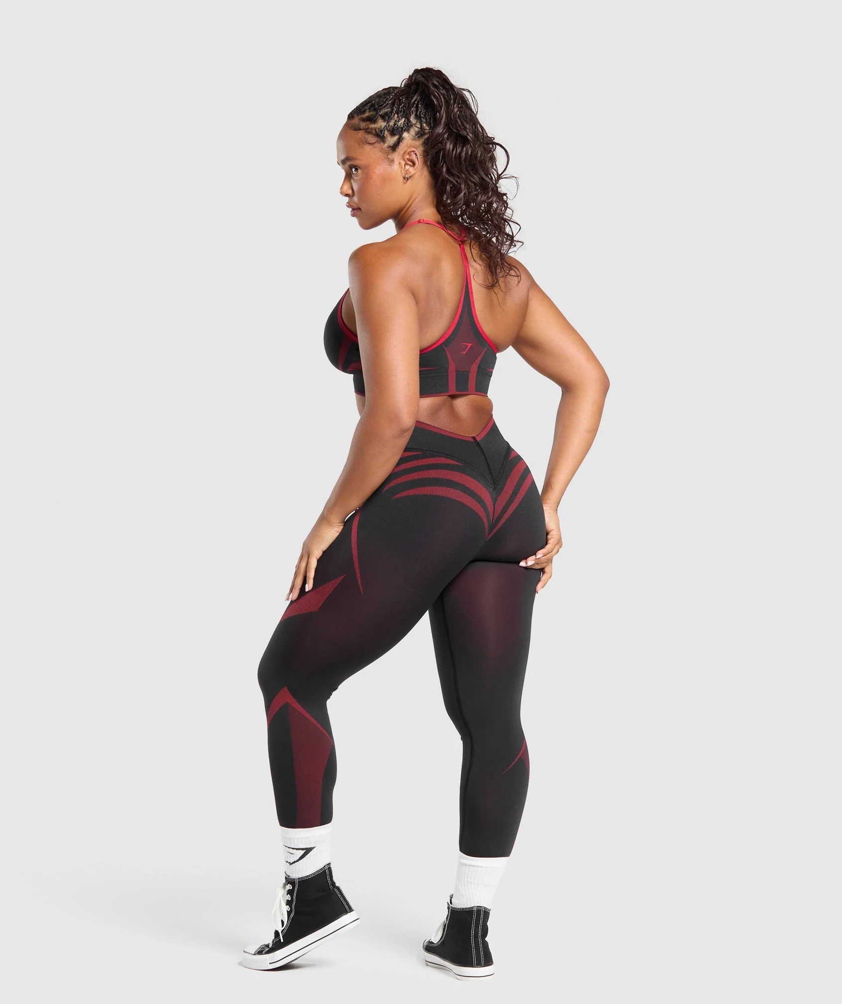 Gymshark Apex Lift Seamless Leggings - Black/Carmine Red - Image 4