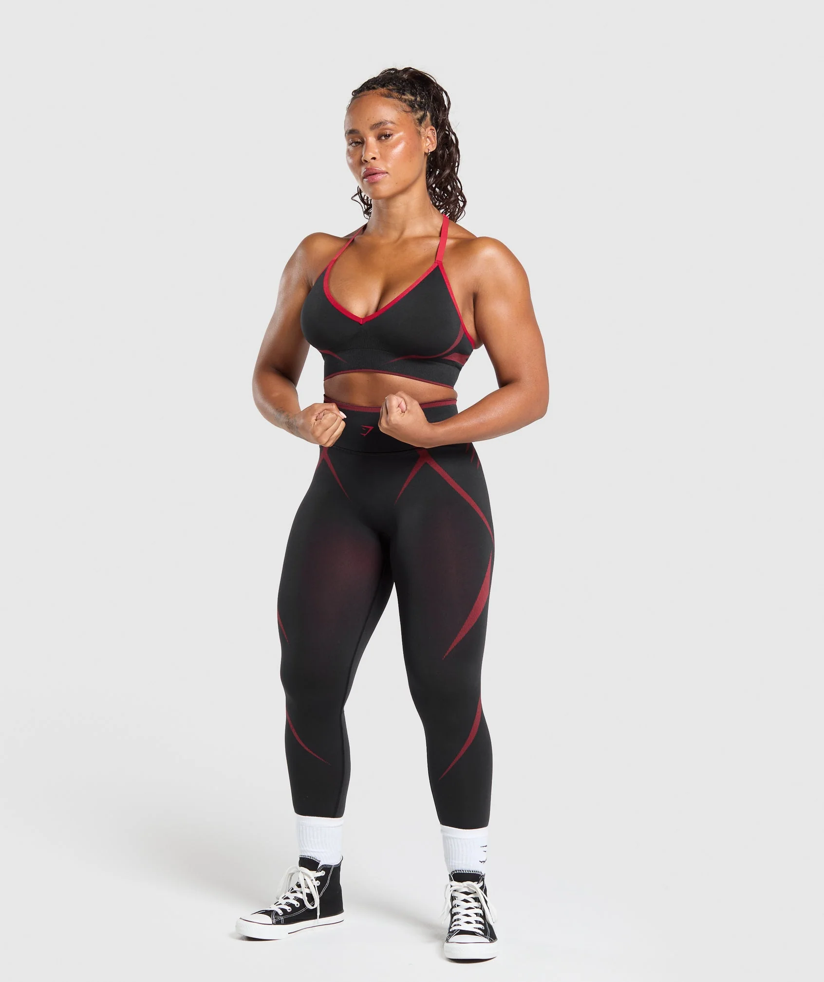 Gymshark Apex Lift Seamless Sports Bra - Black/Carmine Red - Image 4