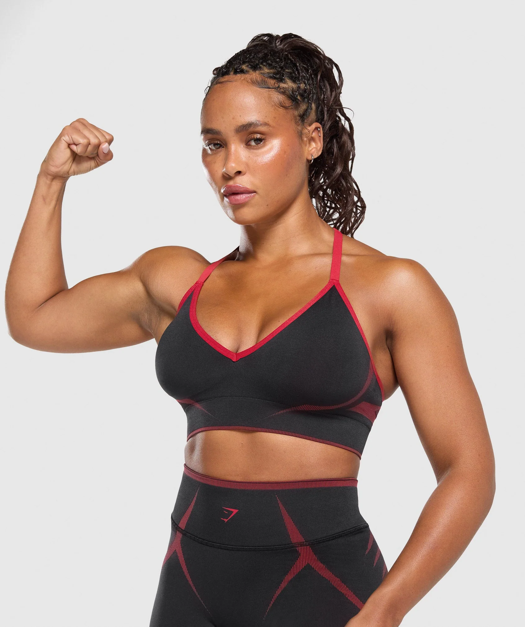 Gymshark Apex Lift Seamless Sports Bra - Black/Carmine Red - Image 5