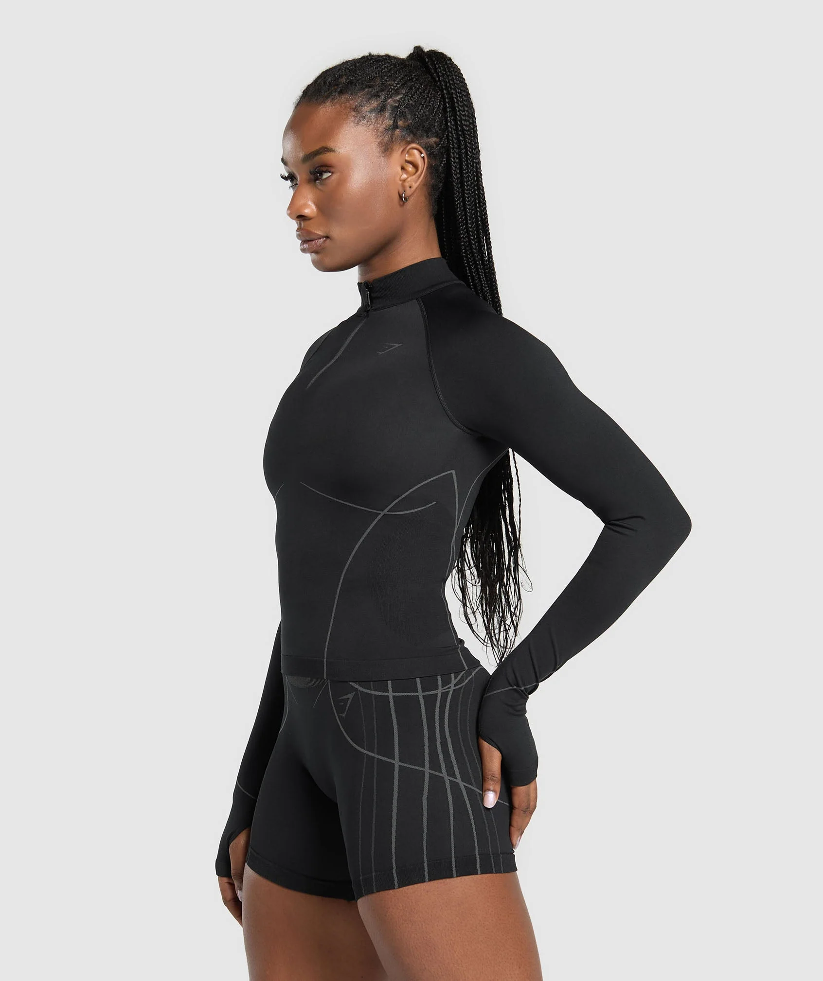 Gymshark Apex Seamless 1/4 Zip Pullover - Black/Graphite Grey - Image 3