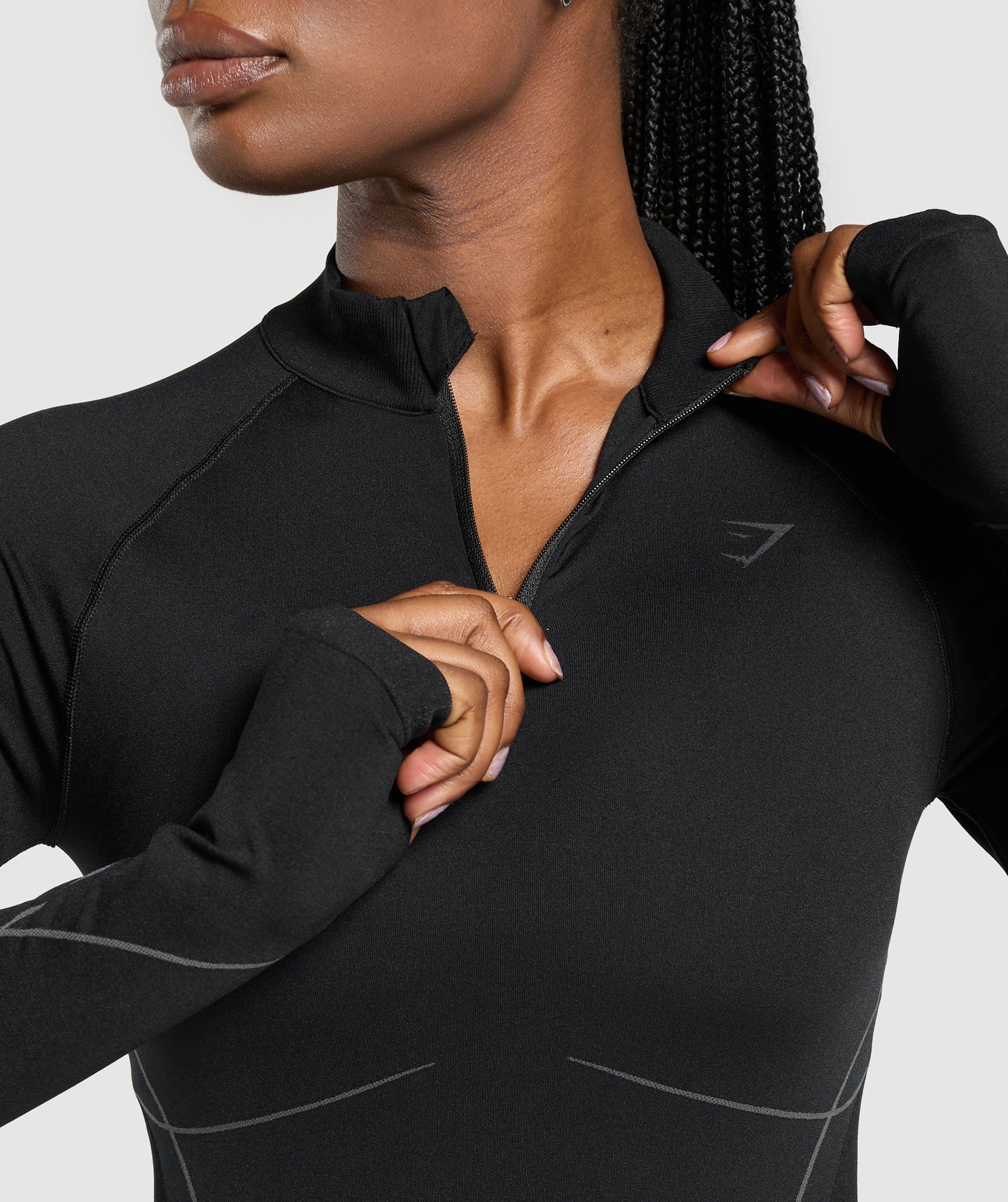 Gymshark Apex Seamless 1/4 Zip Pullover - Black/Graphite Grey - Image 5