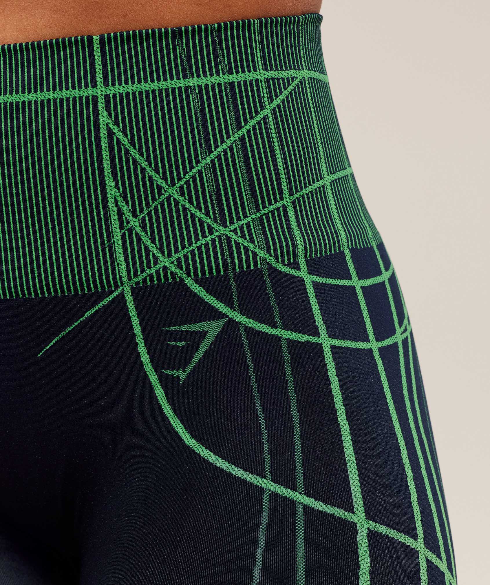 Gymshark Apex Seamless Leggings - Heavy Blue/Active Green - Image 5