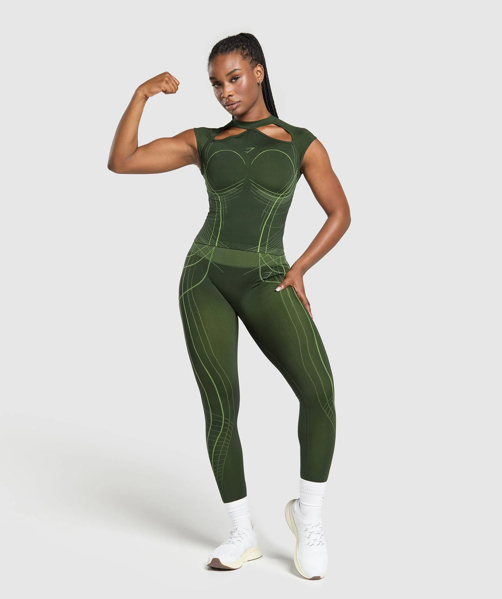 Gymshark Apex Seamless Leggings - Trail Green/Energy Gelato Green - Image 3