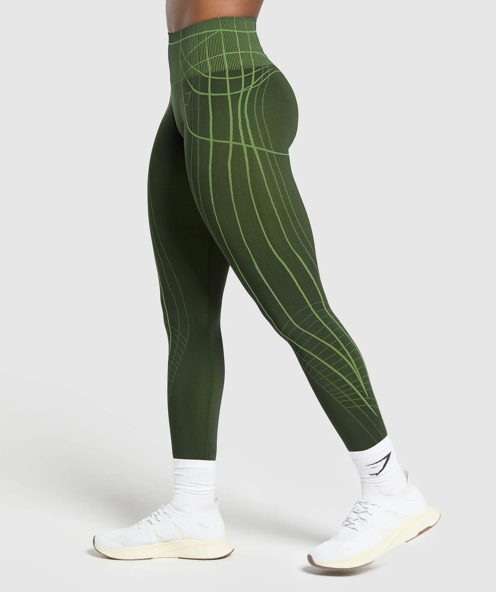 Gymshark Apex Seamless Leggings - Trail Green/Energy Gelato Green - Image 4
