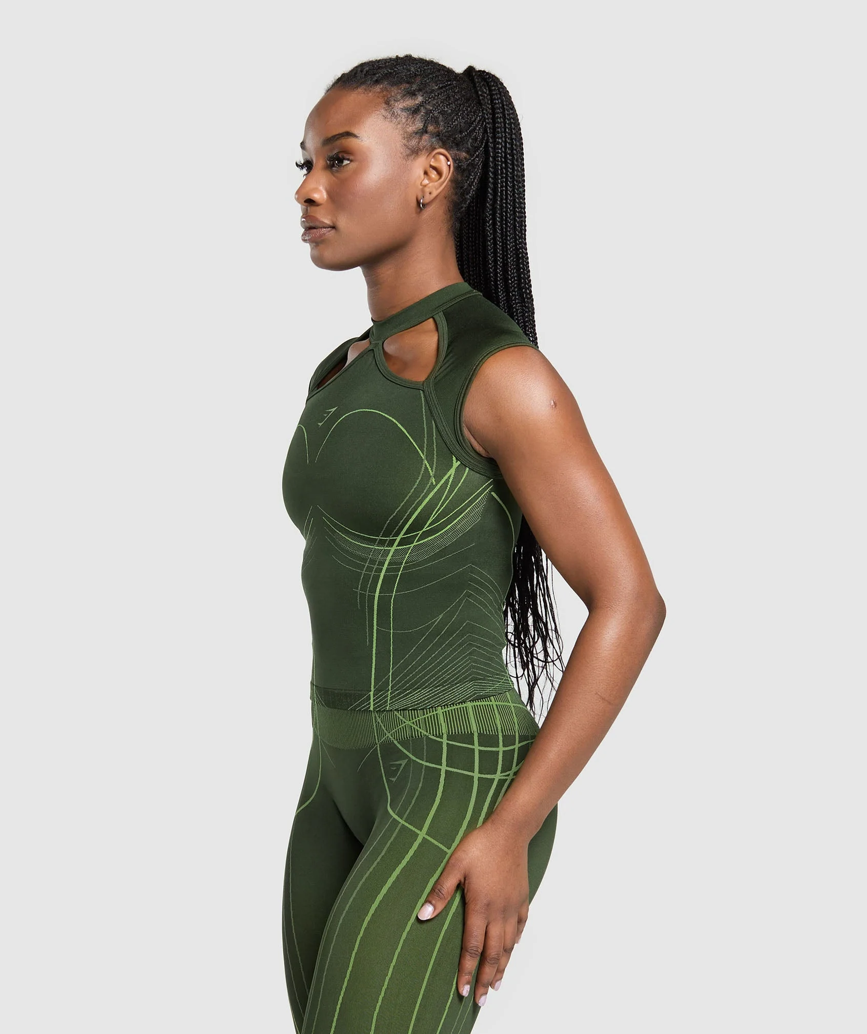 Gymshark Apex Seamless Midi T-Shirt - Trail Green/Energy Gelato Green - Image 4