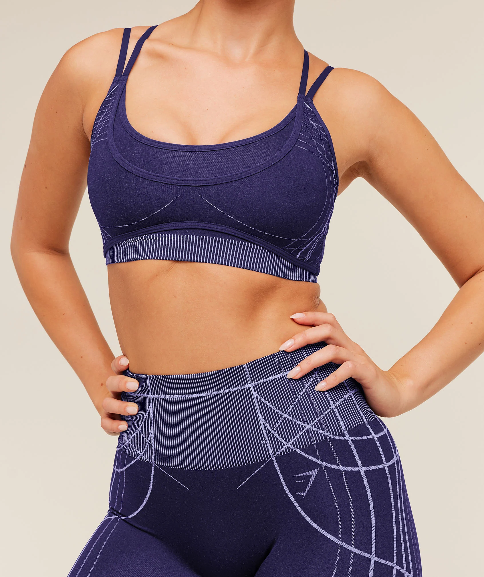 Gymshark Apex Seamless Strappy Sports Bra - Indigo Purple/Chilled Blue - Image 5