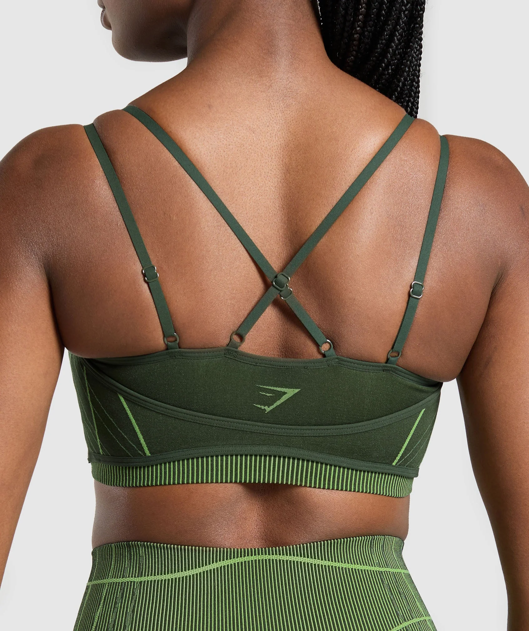 Gymshark Apex Seamless Strappy Sports Bra - Trail Green/Energy Gelato Green - Image 6