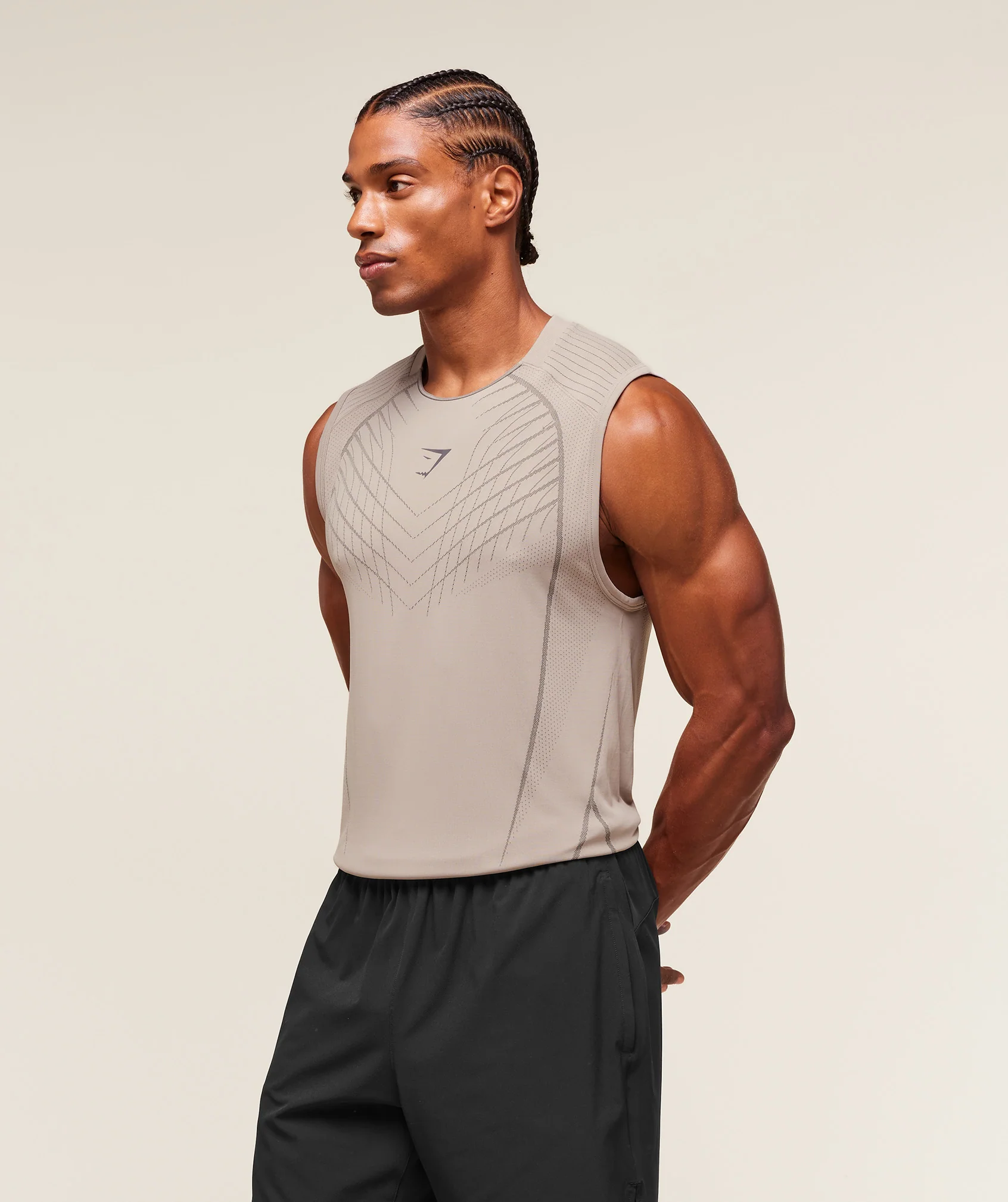 Gymshark Apex Seamless Tank - Mushroom Grey/Pitch Grey - Image 3