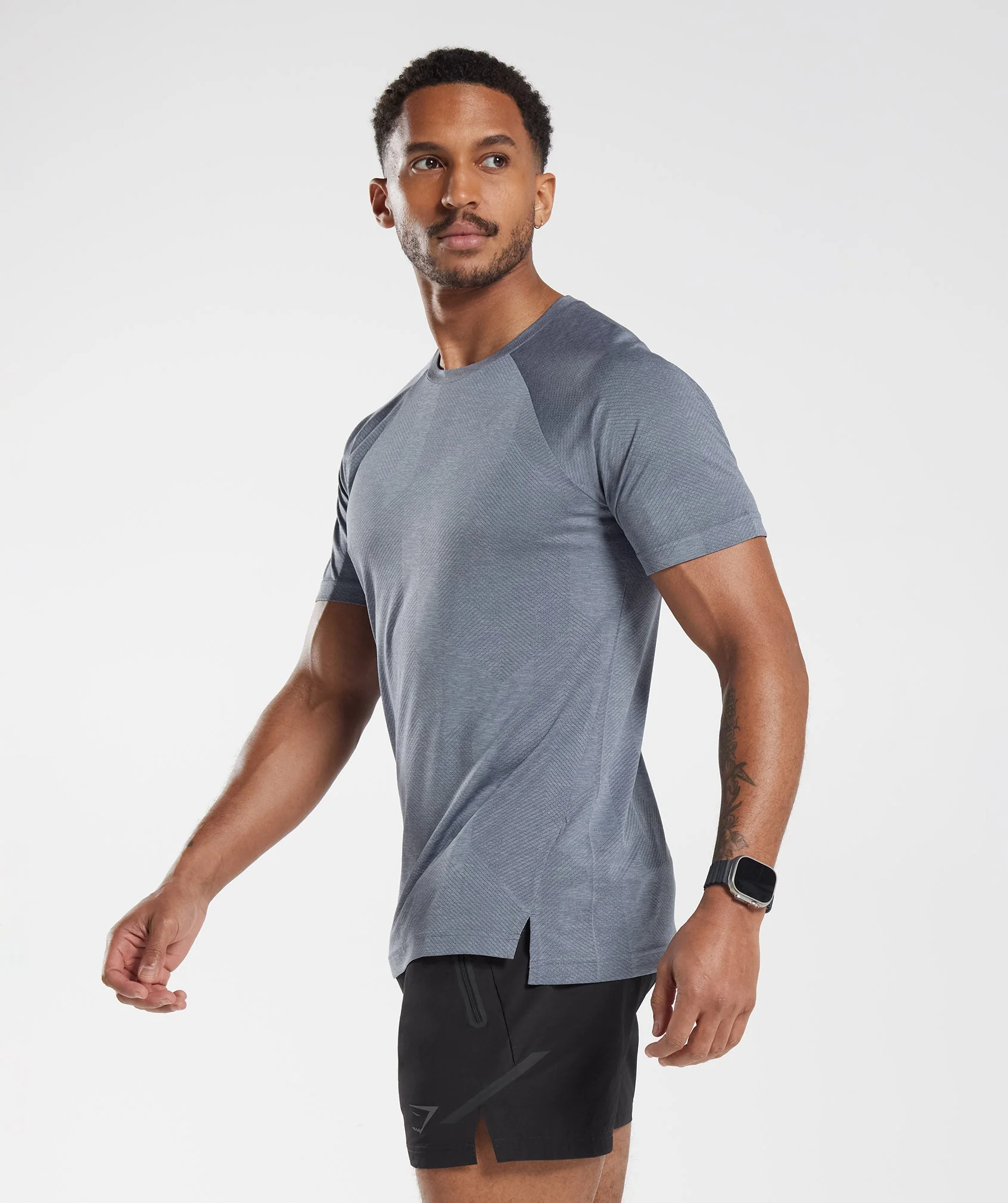 Gymshark Apex T-Shirt - Evening Blue/Drift Grey - Image 3